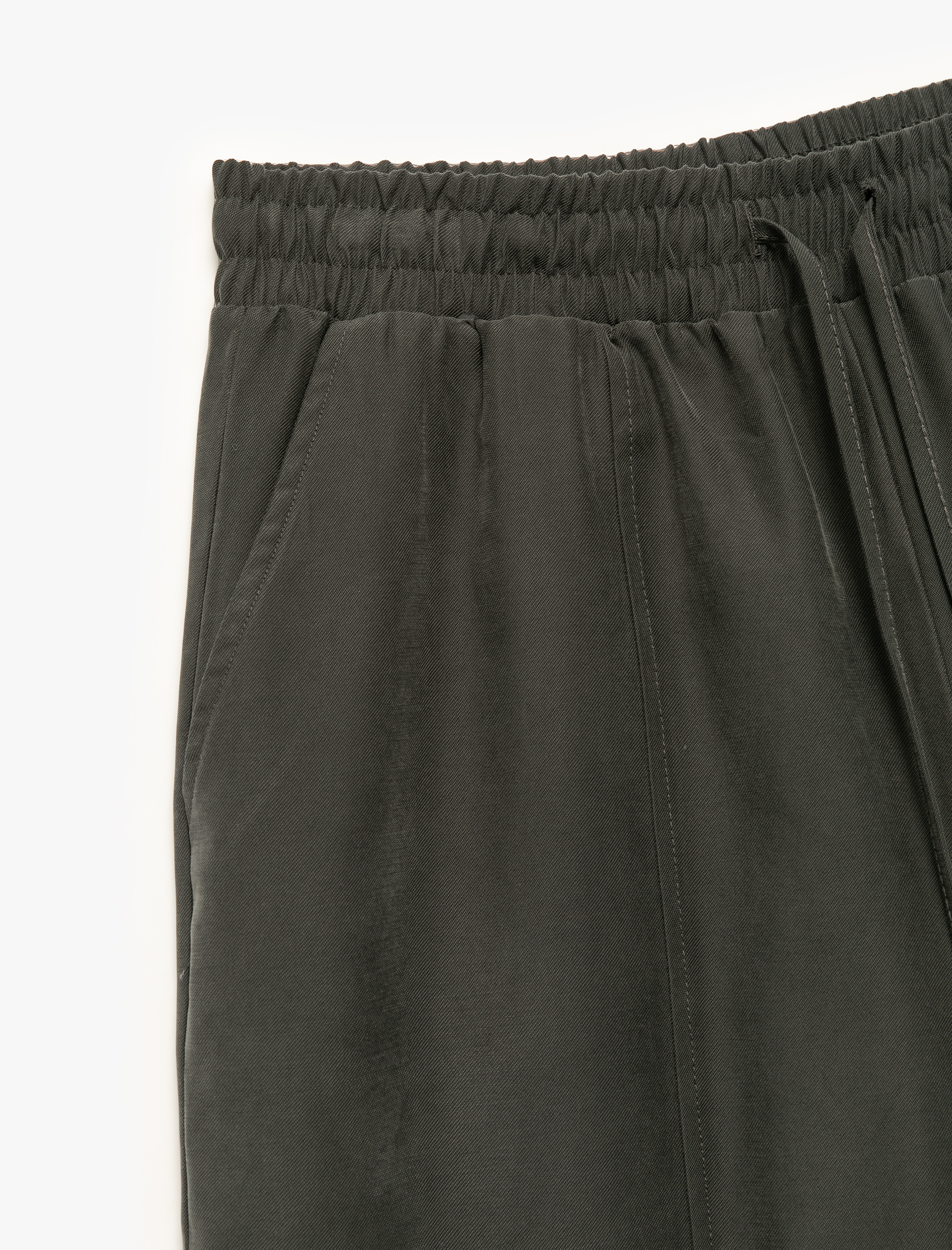   Modal Kumaş Beli Lastikli Bağlamalı Balon Form Pantolon