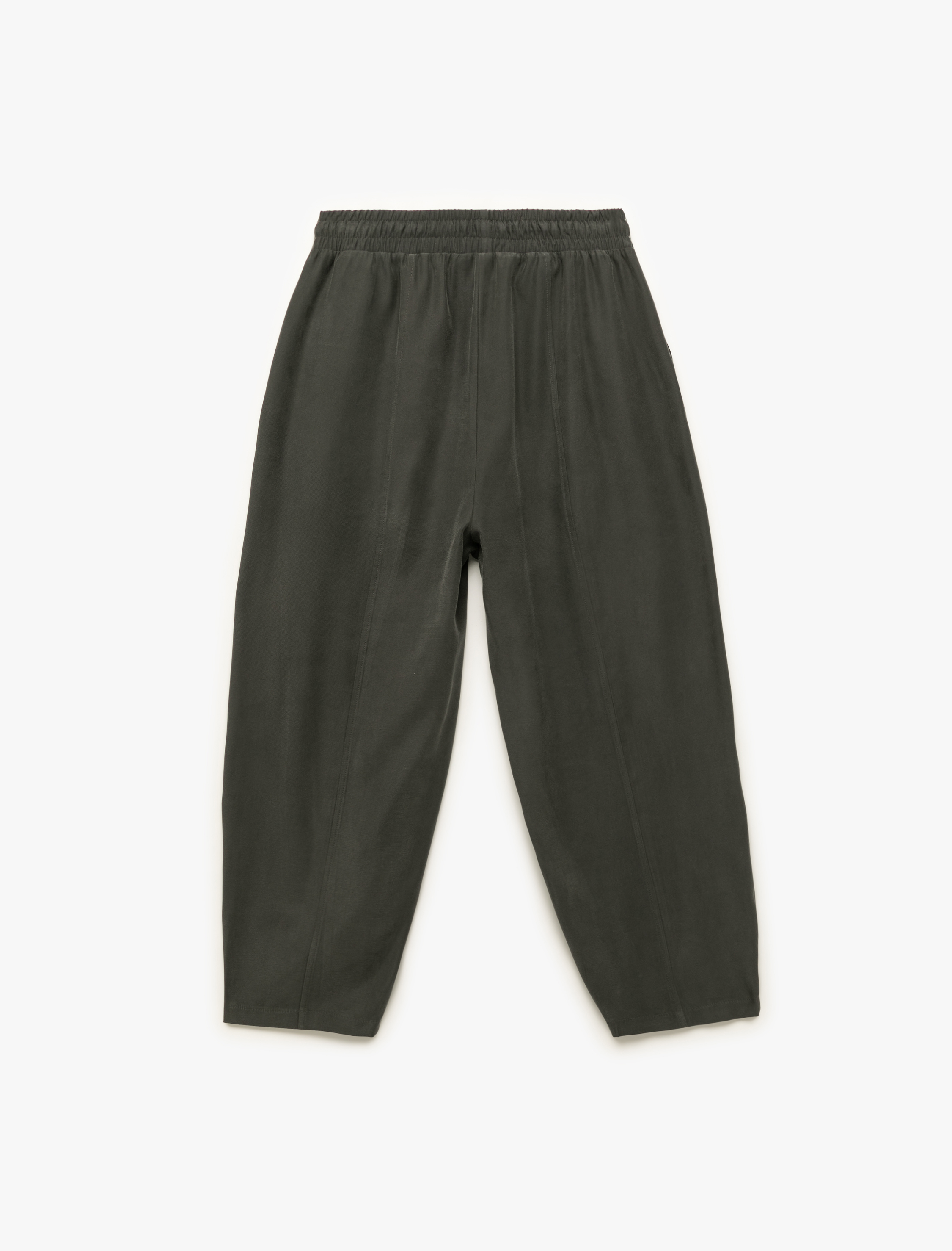   Modal Kumaş Beli Lastikli Bağlamalı Balon Form Pantolon