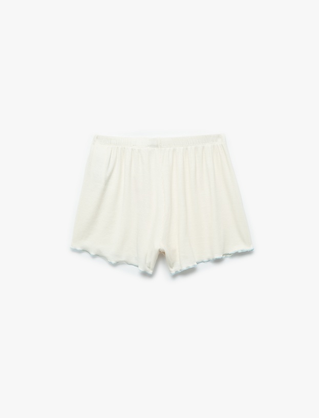Rahat Kalıp Fiyonklu Mini Kaşkorse Viskon Şort Pijama Altı_3