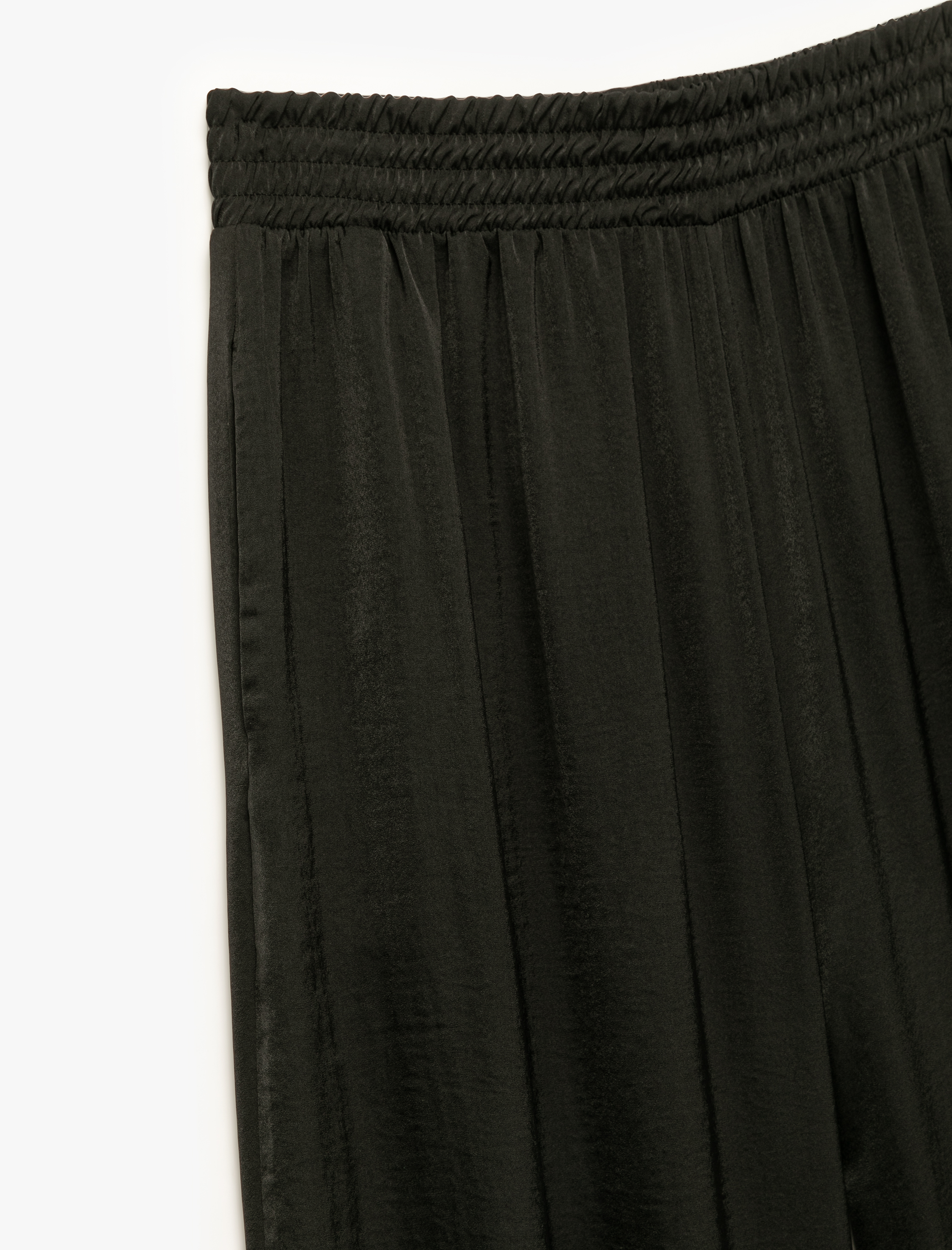   Aerobin Kumaş Cepli Pileli Geniş Paça Saten Palazzo Pantolon