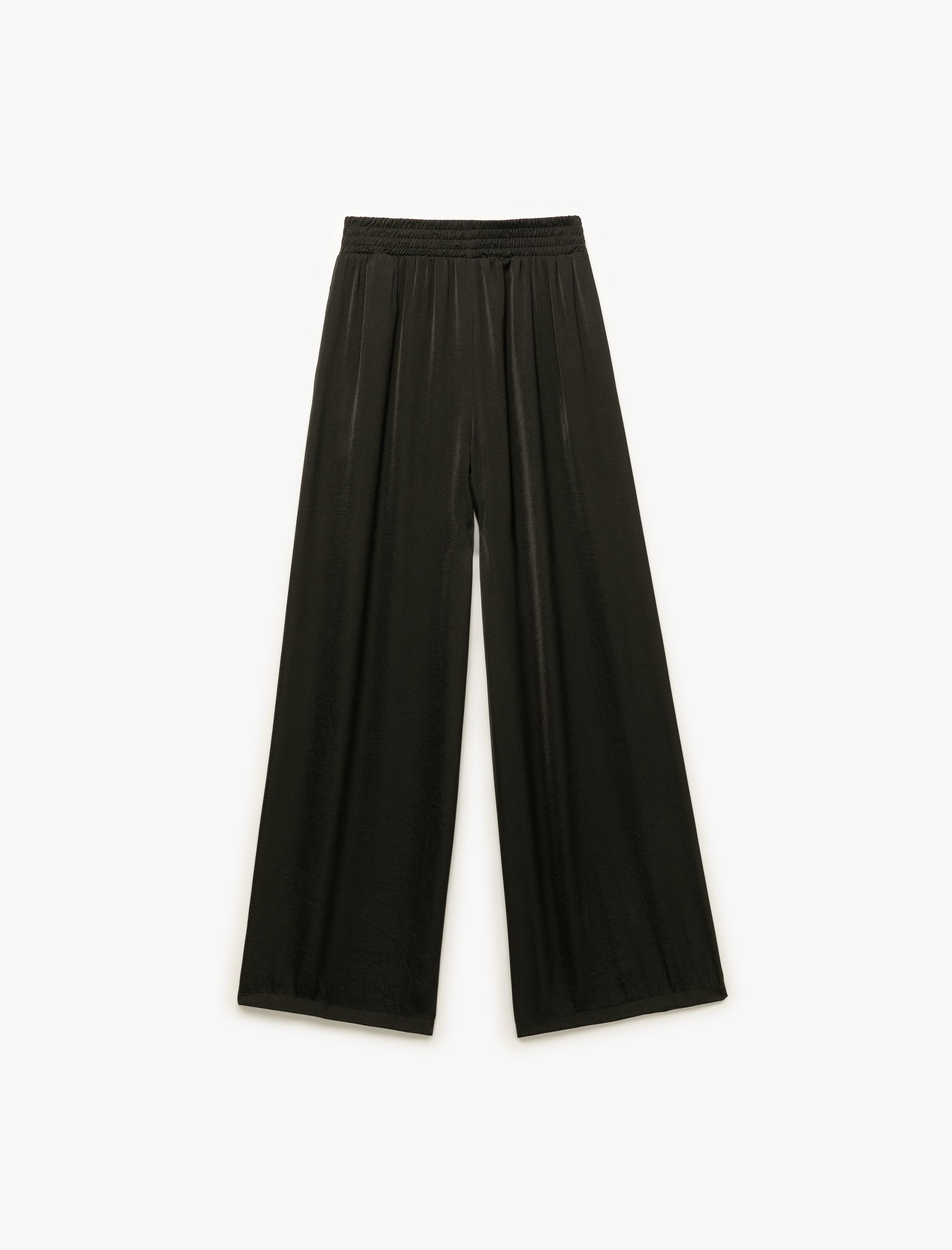   Aerobin Kumaş Cepli Pileli Geniş Paça Saten Palazzo Pantolon