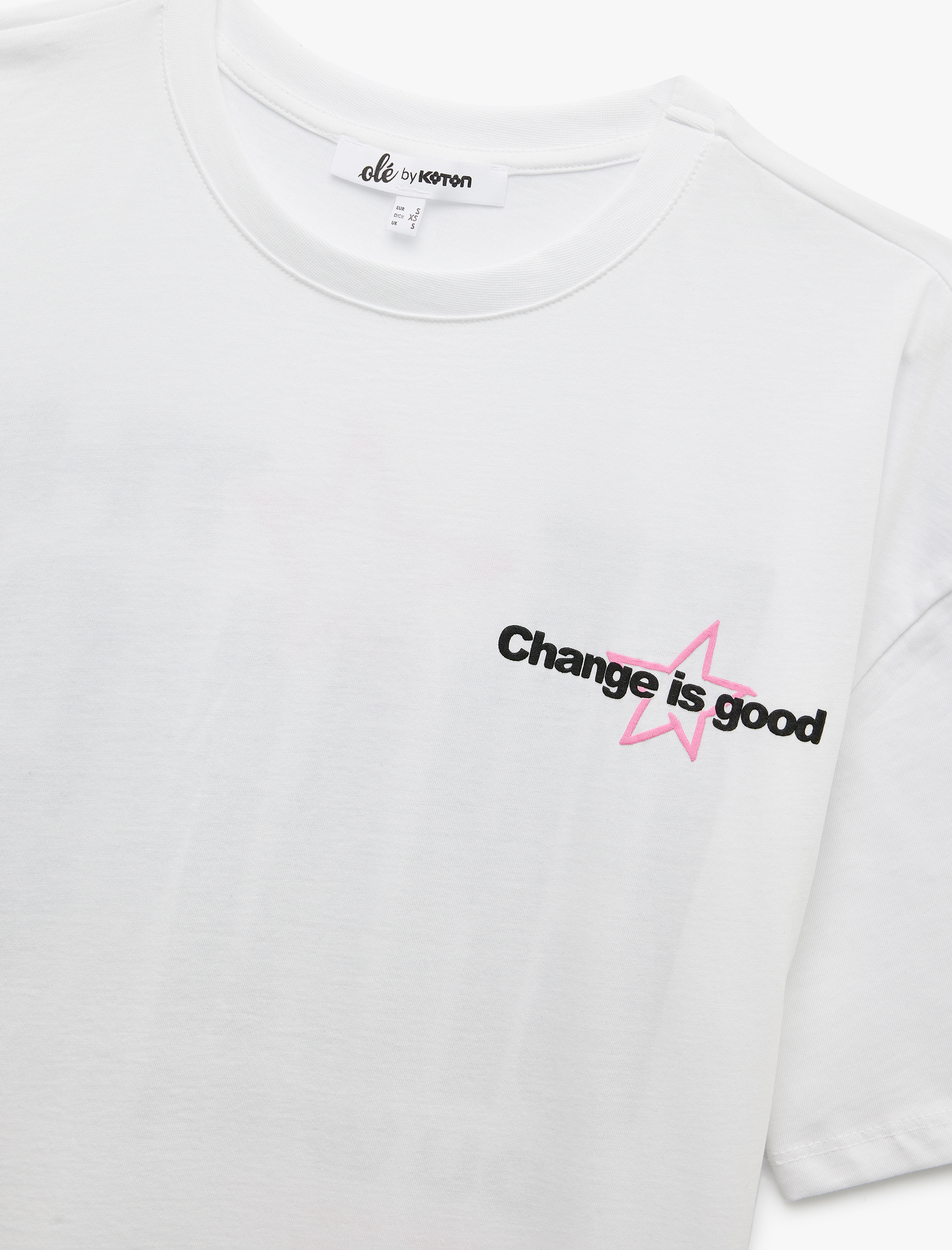   Kısa Kollu Bisiklet Yaka Arkası Baskılı Pamuklu Oversize Tişört