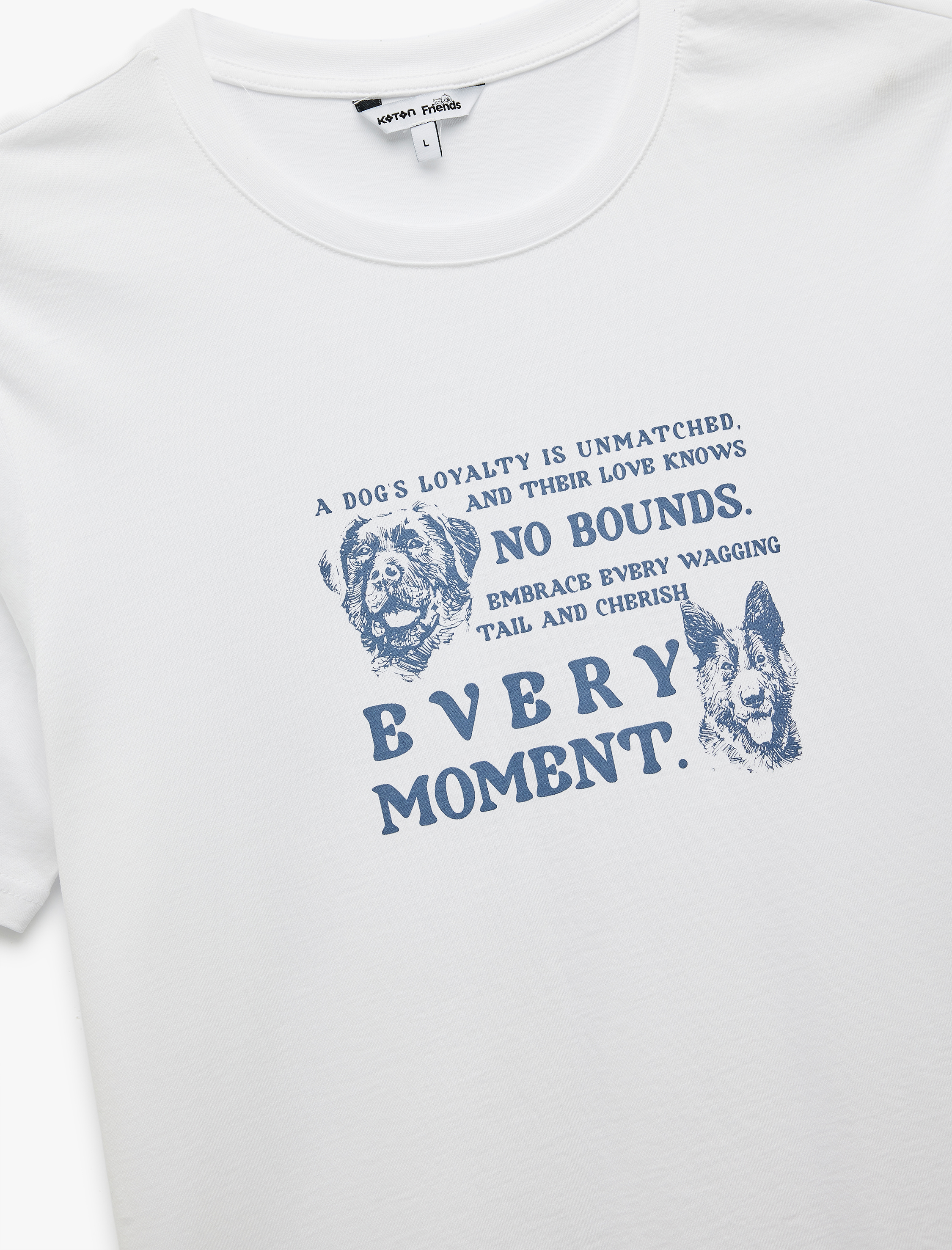   Kısa Kollu Bisiklet Yaka Regular Fit Pamuklu Köpek Baskılı Tişört