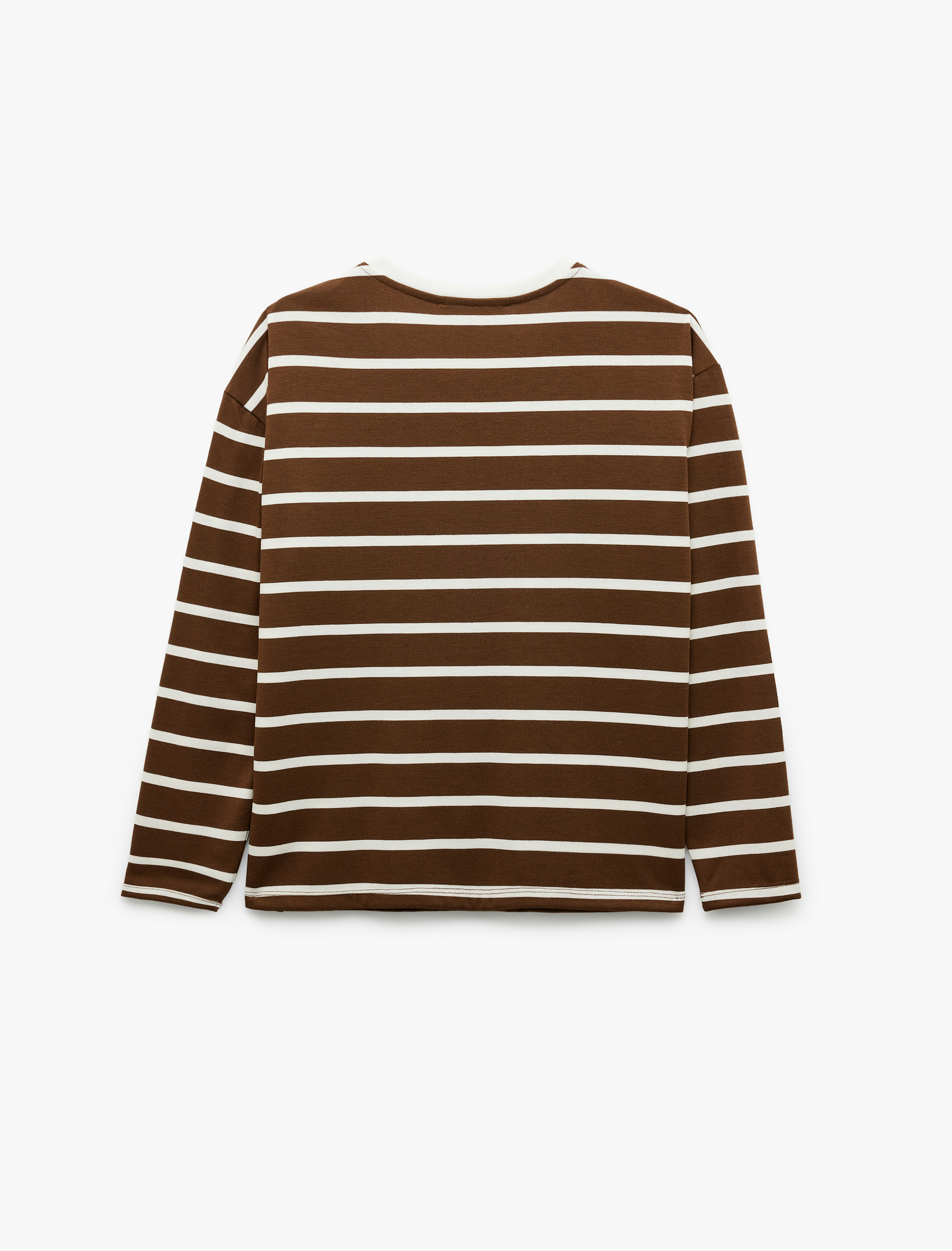   Uzun Kollu Bisiklet Yaka Çizgili Tişört