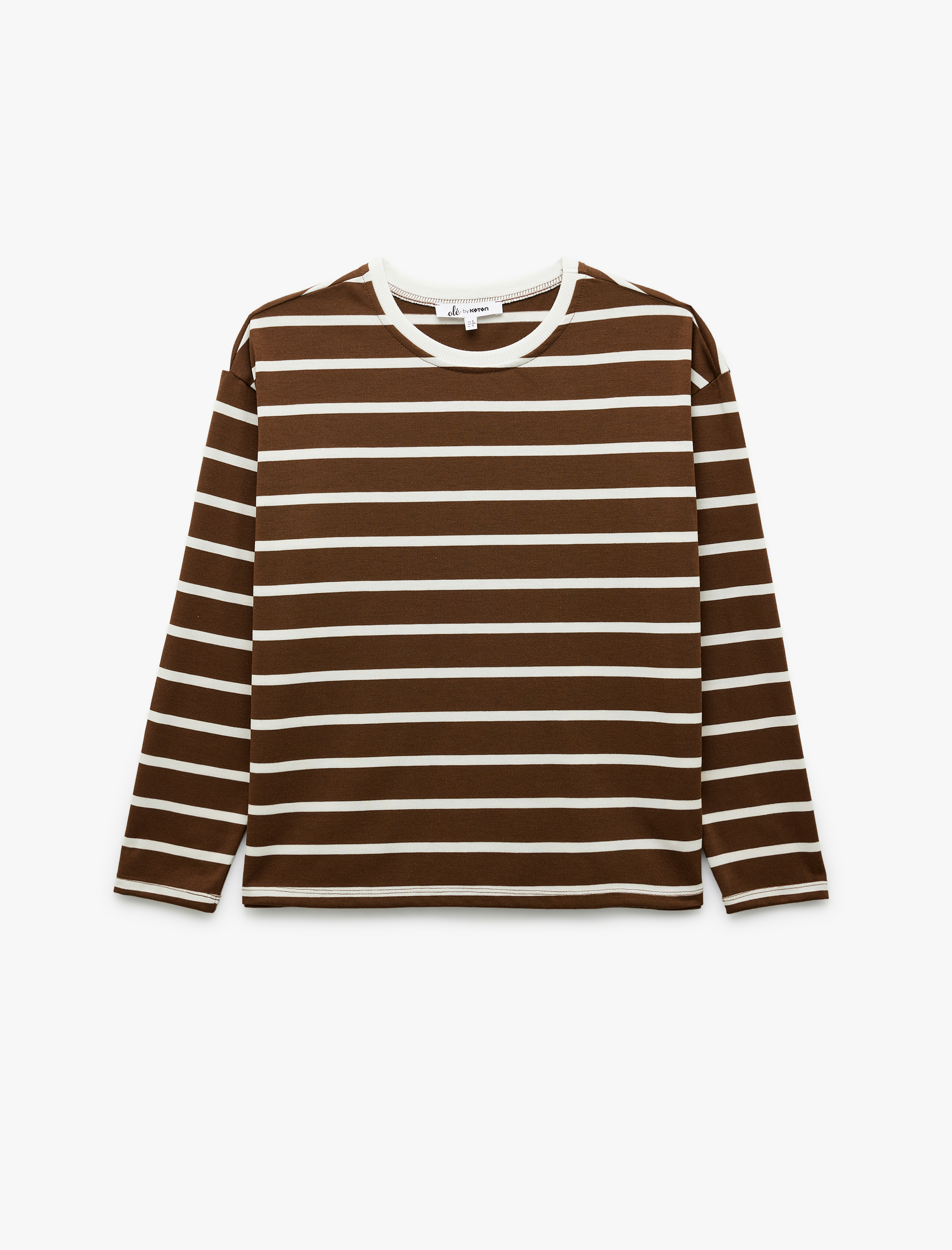   Uzun Kollu Bisiklet Yaka Çizgili Tişört