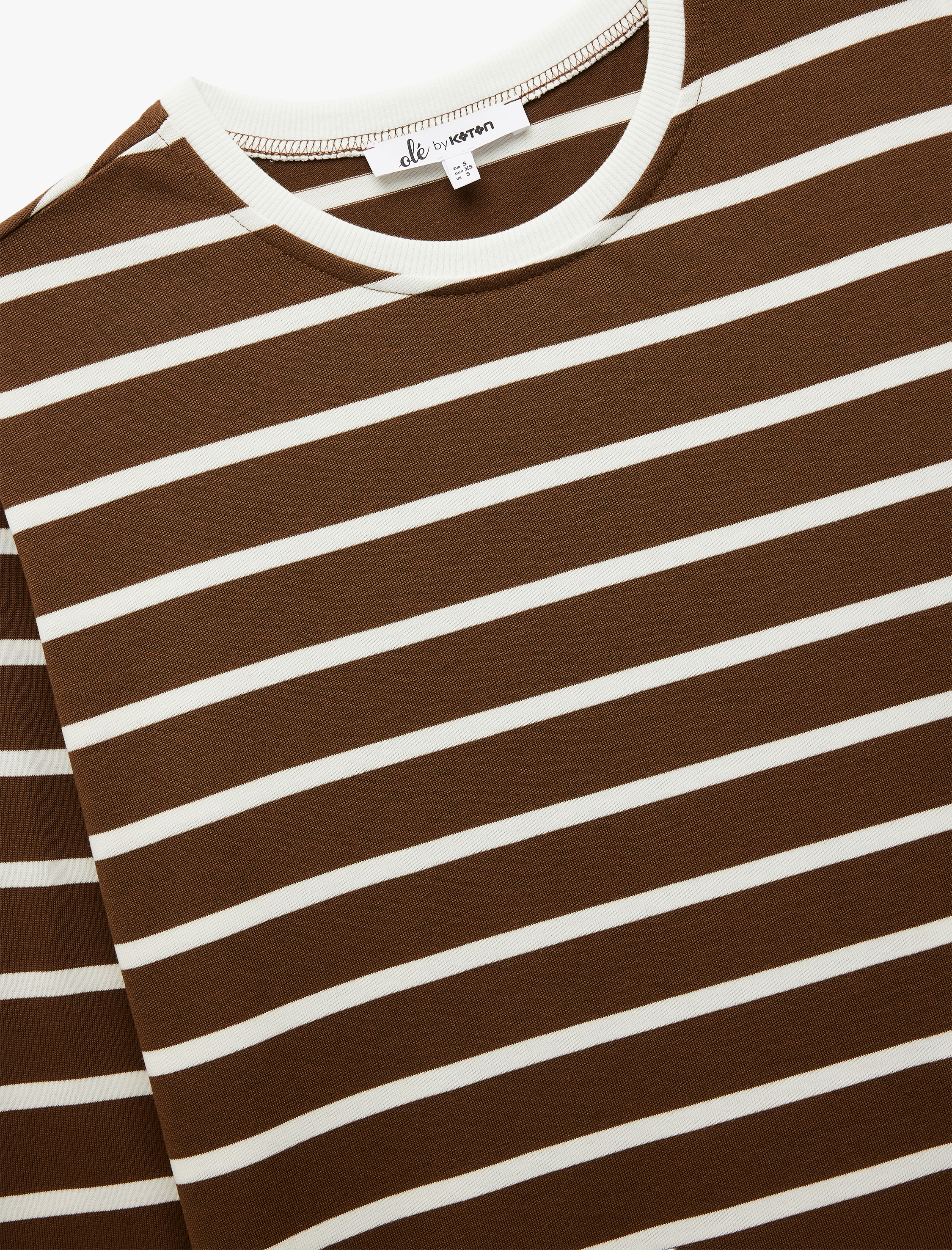   Uzun Kollu Bisiklet Yaka Çizgili Tişört