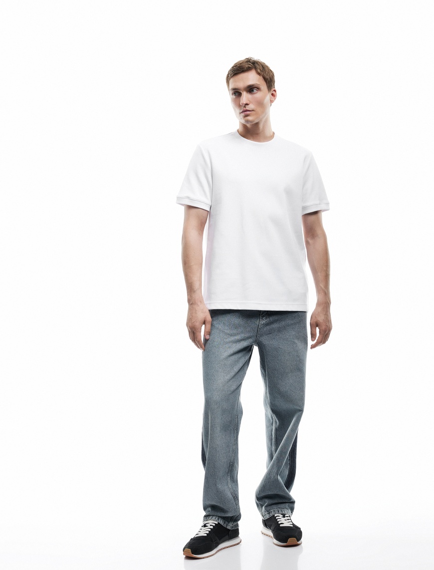   Pamuklu Kısa Kollu Regular Fit Bisiklet Yaka Basic Tişört