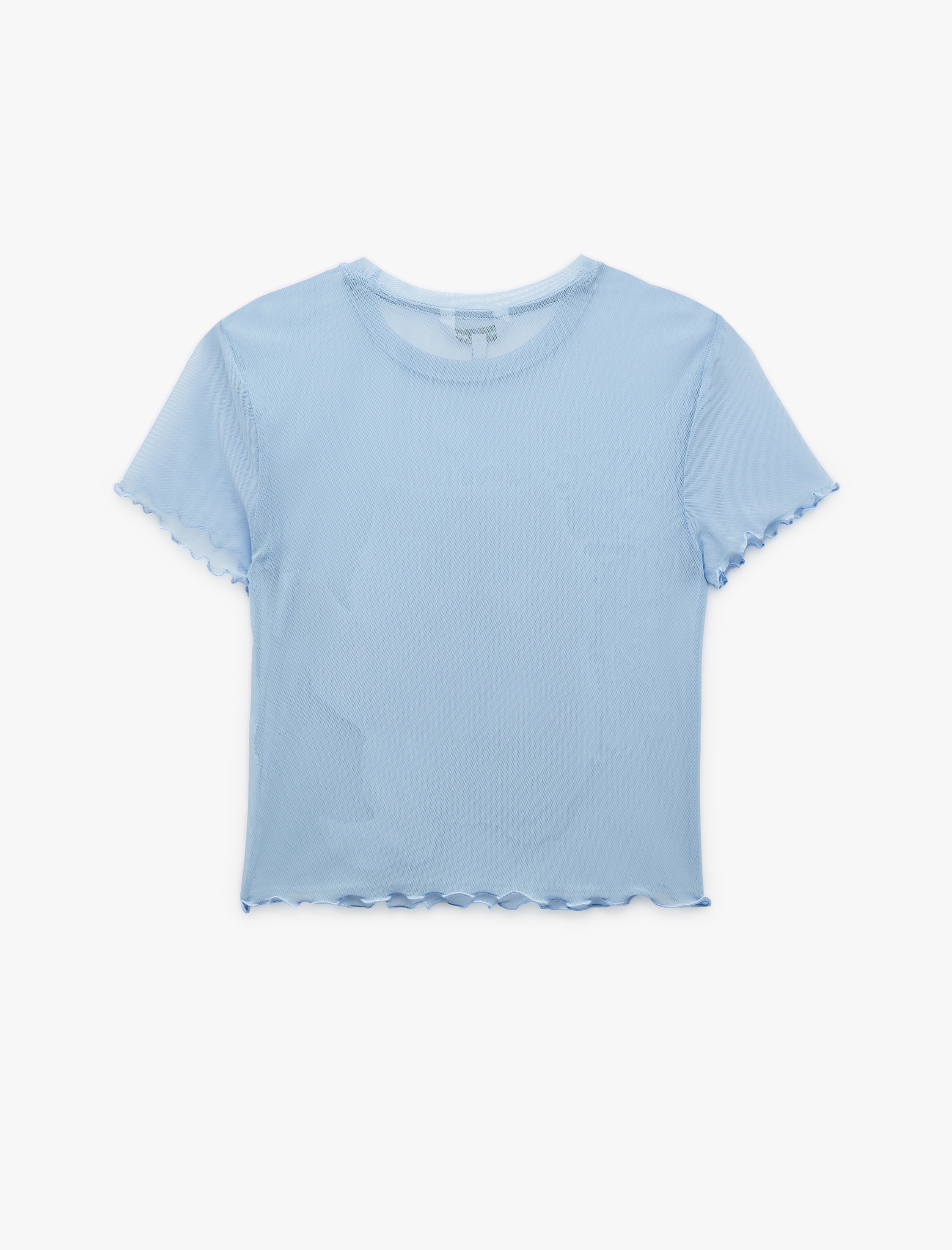   Kısa Kollu Bisiklet Yaka Slim Fit Kedi Baskılı Crop Tişört