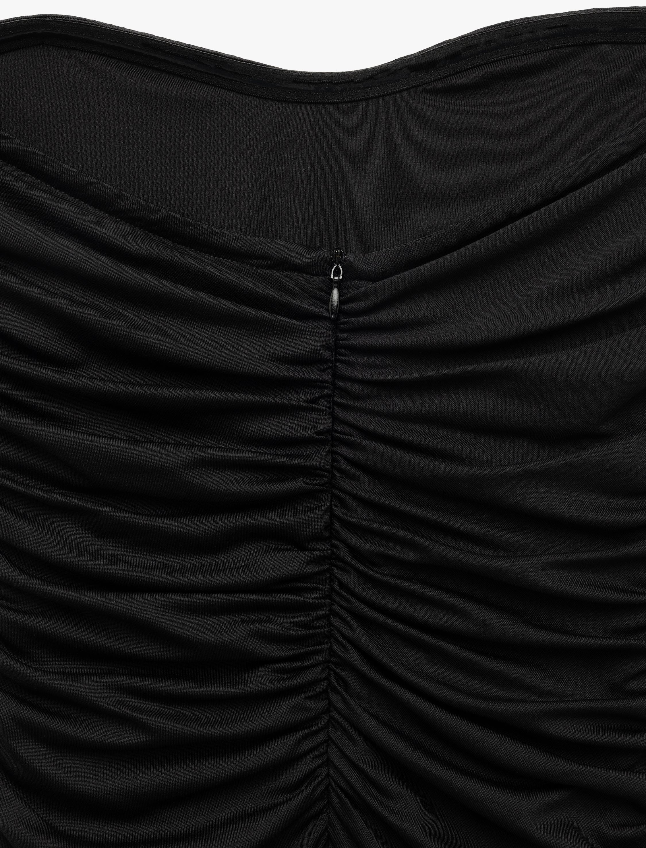 Astarlı Slim Fit Büzgülü Drape Detaylı Straplez Elbise