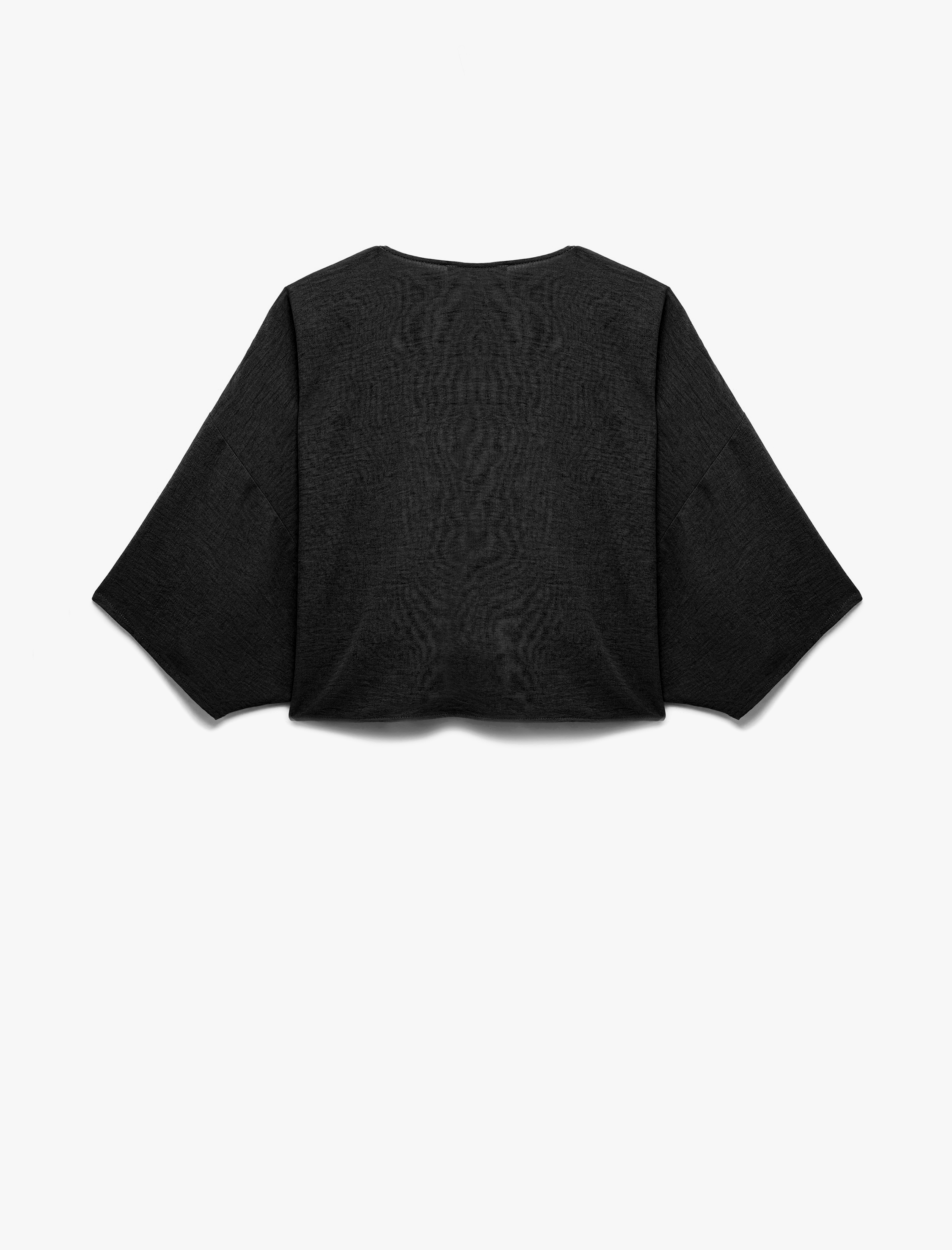   Kısa Kollu Kruvaze Yaka Bağlama Detaylı Oversize Kimono