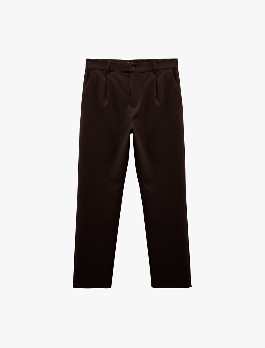   Pileli Oversize Cep Detaylı Kumaş Pantolon