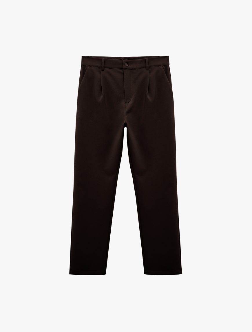   Pileli Oversize Cep Detaylı Kumaş Pantolon