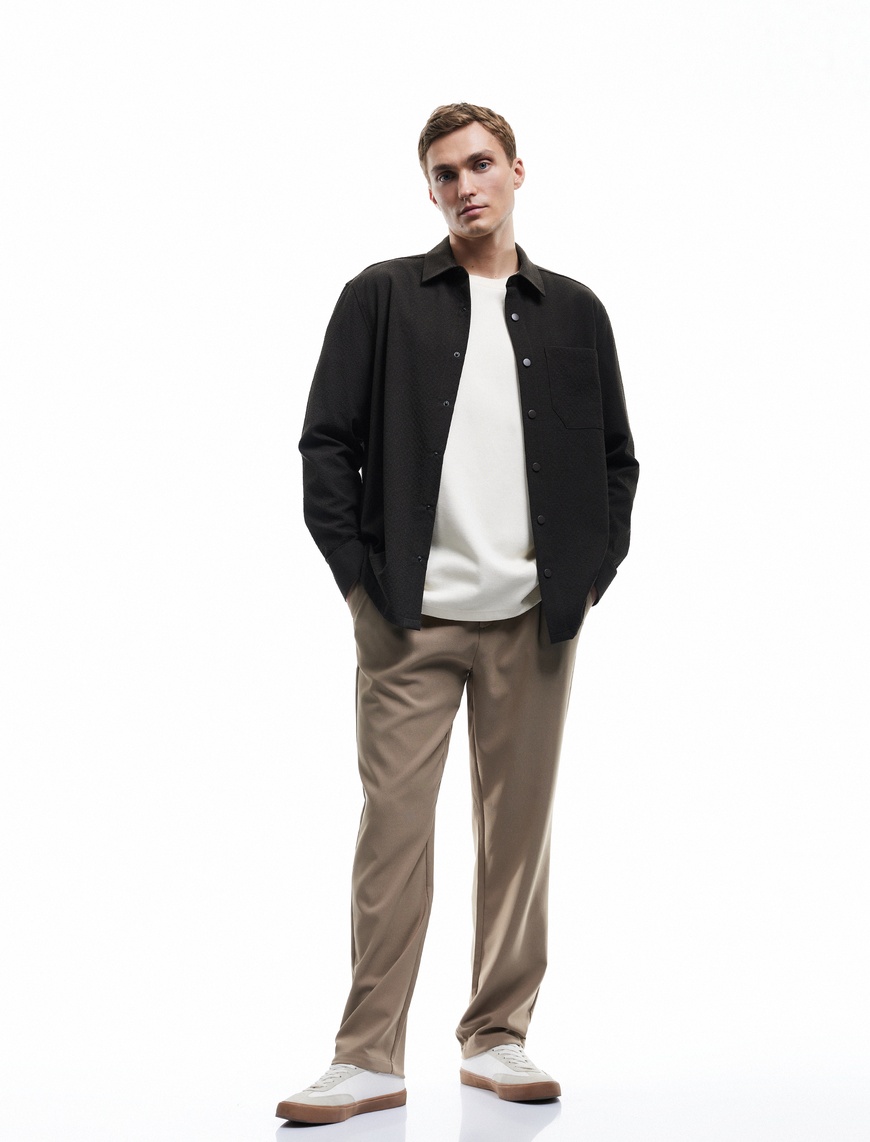   Pileli Oversize Cep Detaylı Kumaş Pantolon