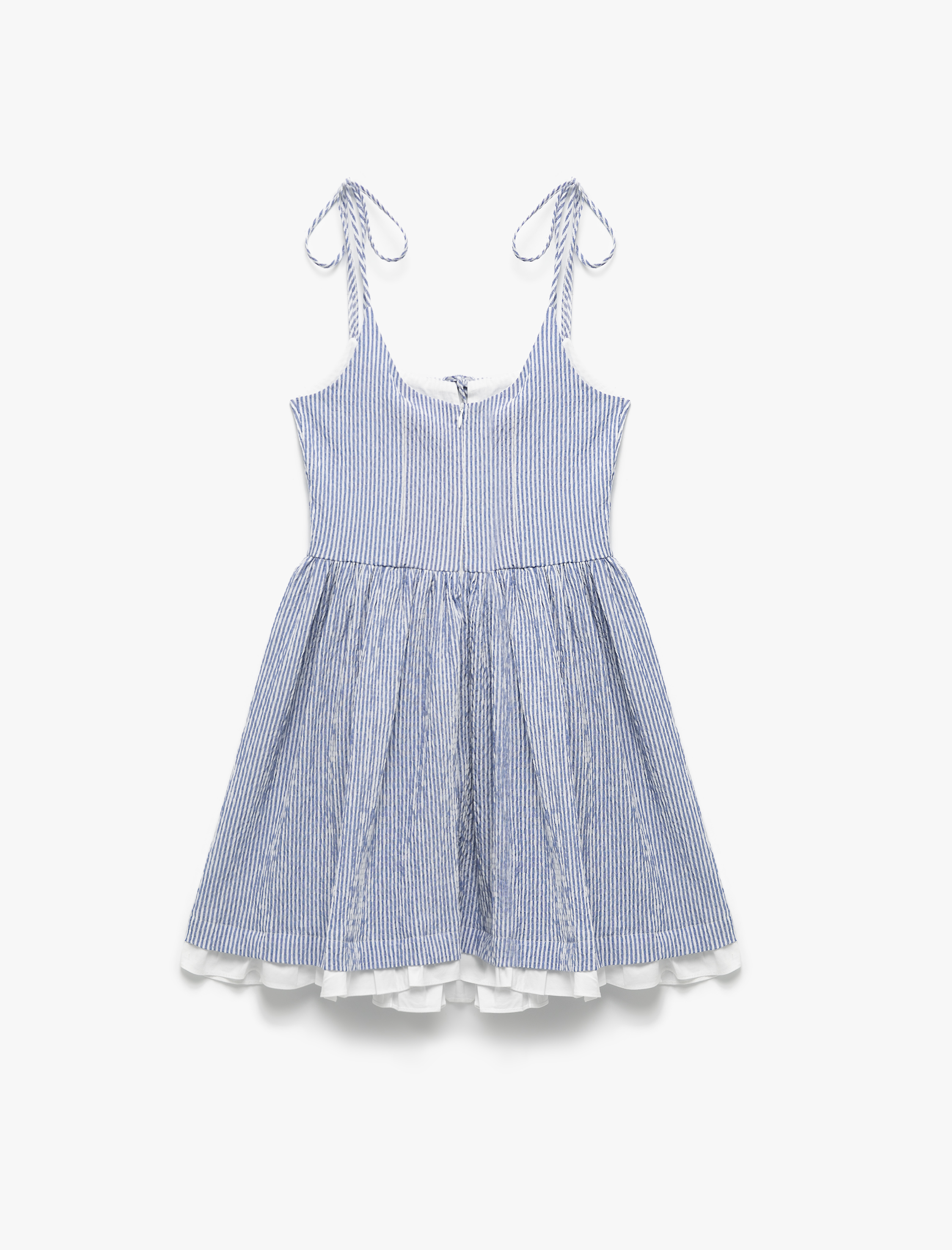   Koton X İnji - Fiyonklu Bağcıklı Yaka İp Askılı Çizgili Mini Elbise