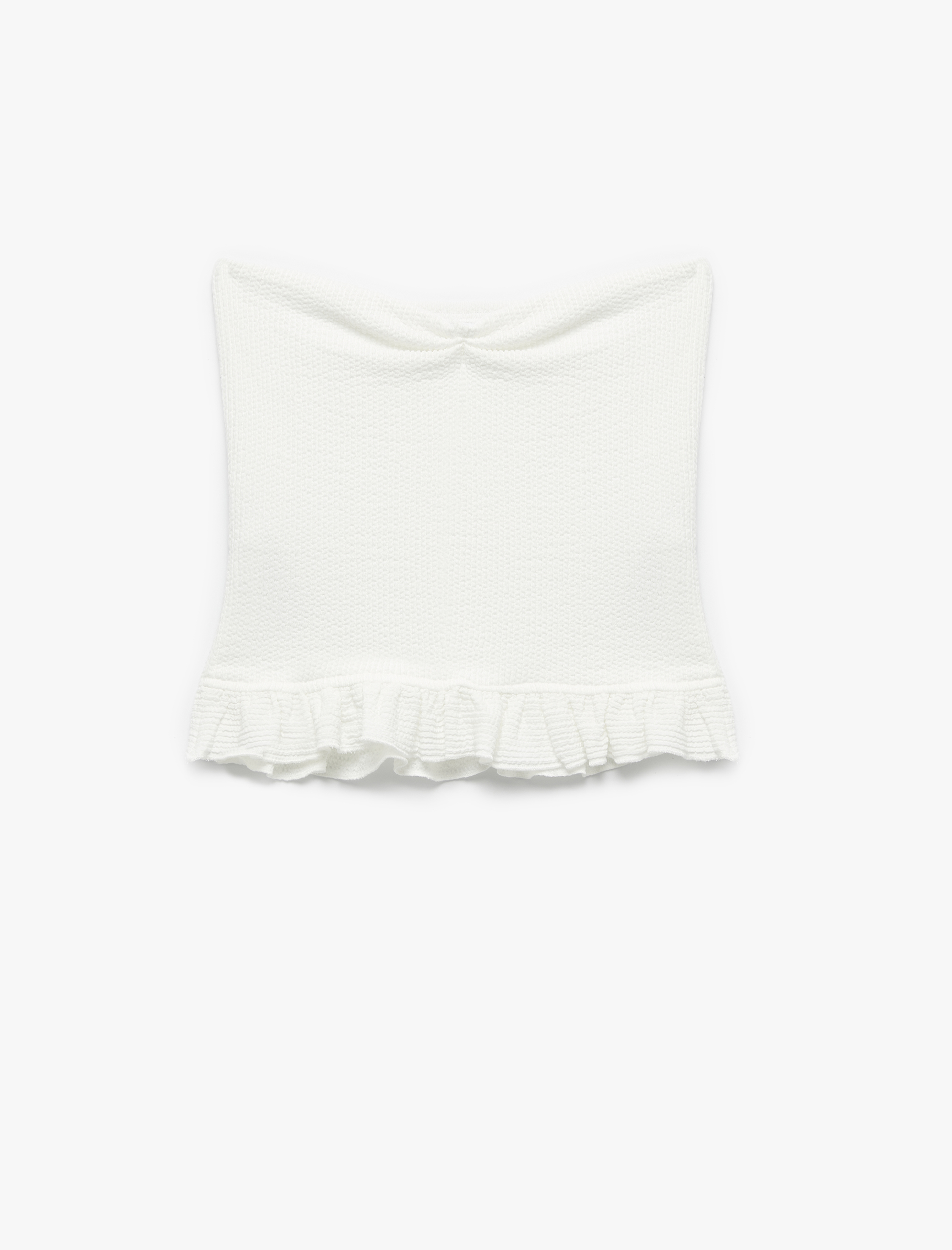   Bürümcük Kolsuz Volanlı Slim Fit Straplez Bluz