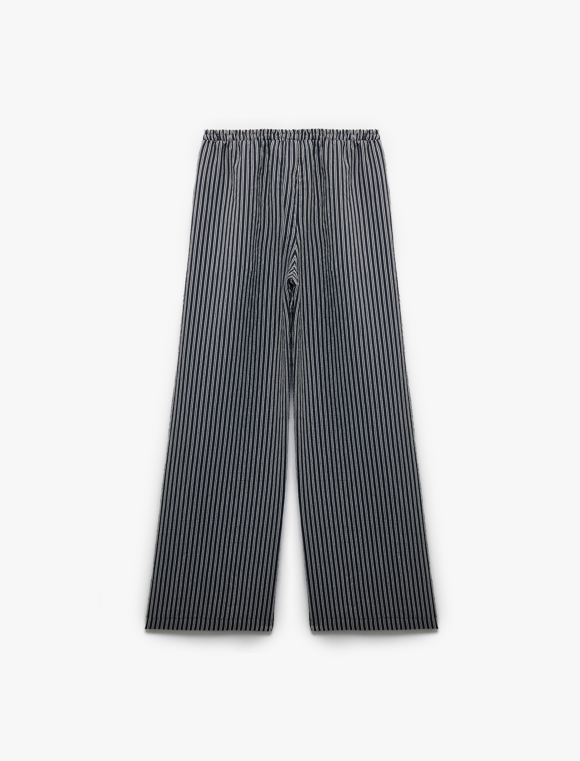   Beli Bağcıklı Rahat Kalıp Cepli Modal Karışımlı Çizgili Pantolon