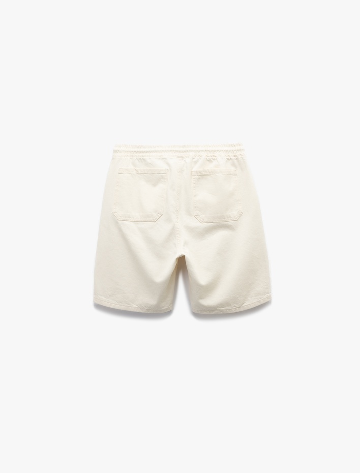  Pamuklu Bermuda Beli Bağcıklı Baggy Jean Şort