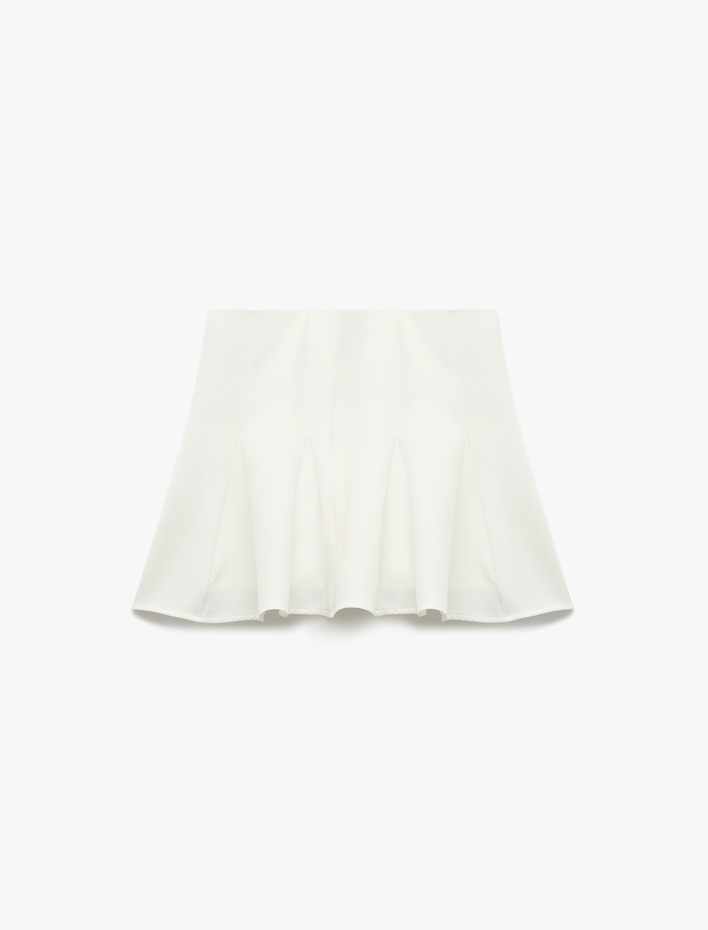  Mini Pileli Katlı Volanlı Şortlu Mini Etek