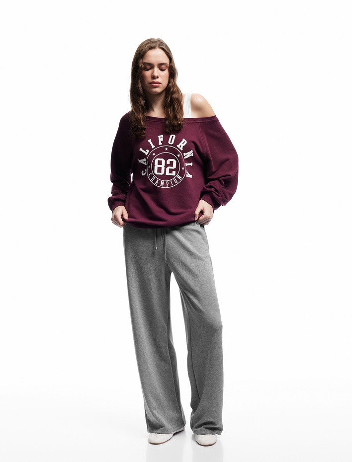  Regular Fit Modal Karışımlı Cepli Beli Bağlamalı Düz Bol Paça Eşofman Altı