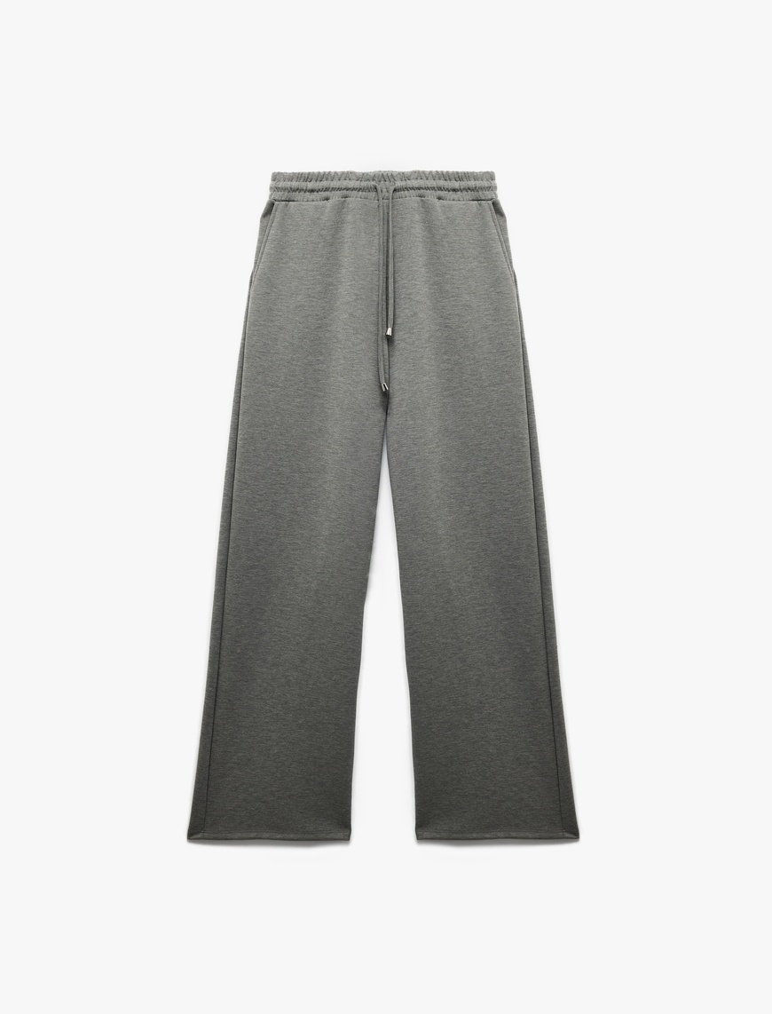   Regular Fit Modal Karışımlı Cepli Beli Bağlamalı Düz Bol Paça Eşofman Altı