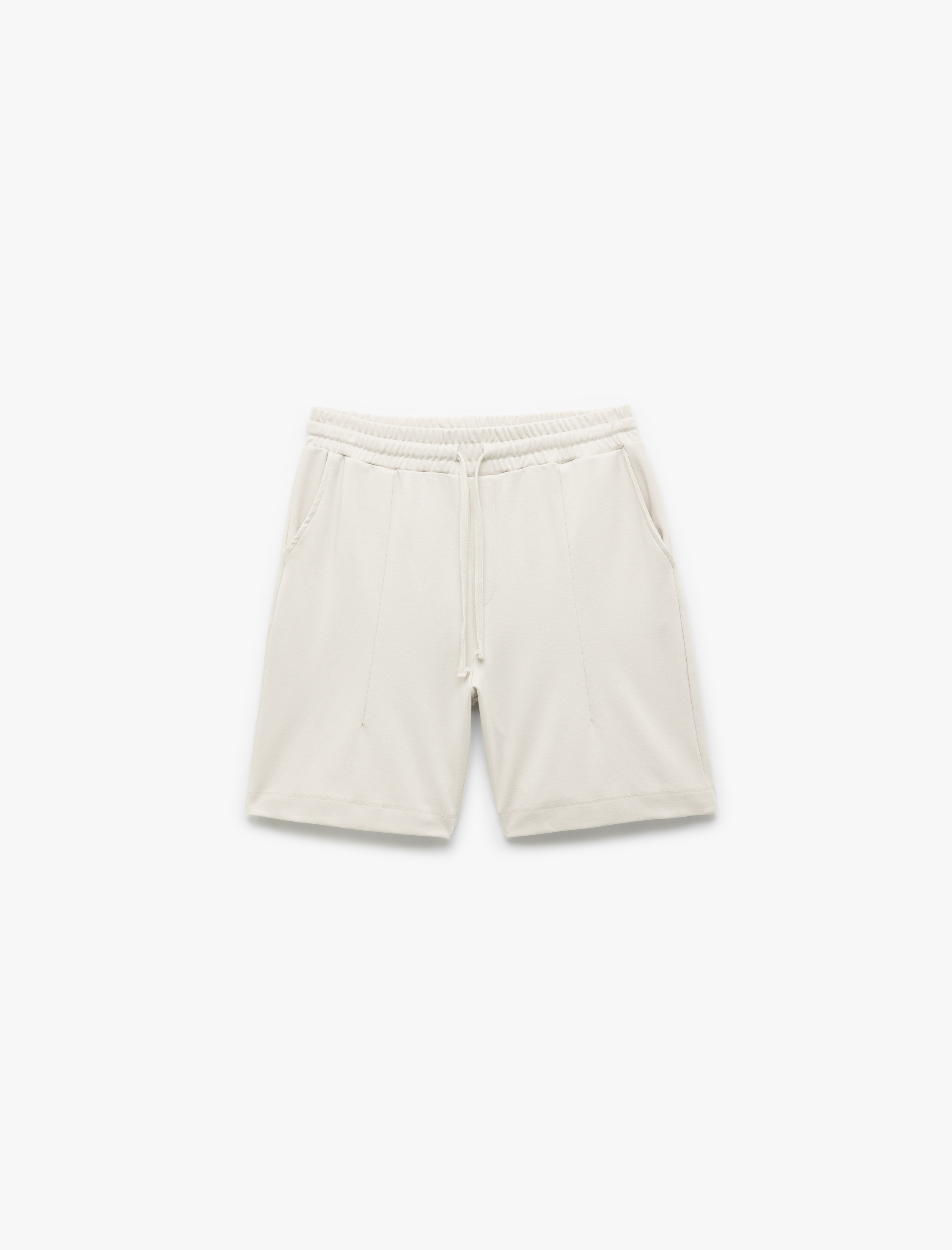   Dikiş Detaylı Cepli Pamuklu Beli Bağcıklı Bermuda Şort