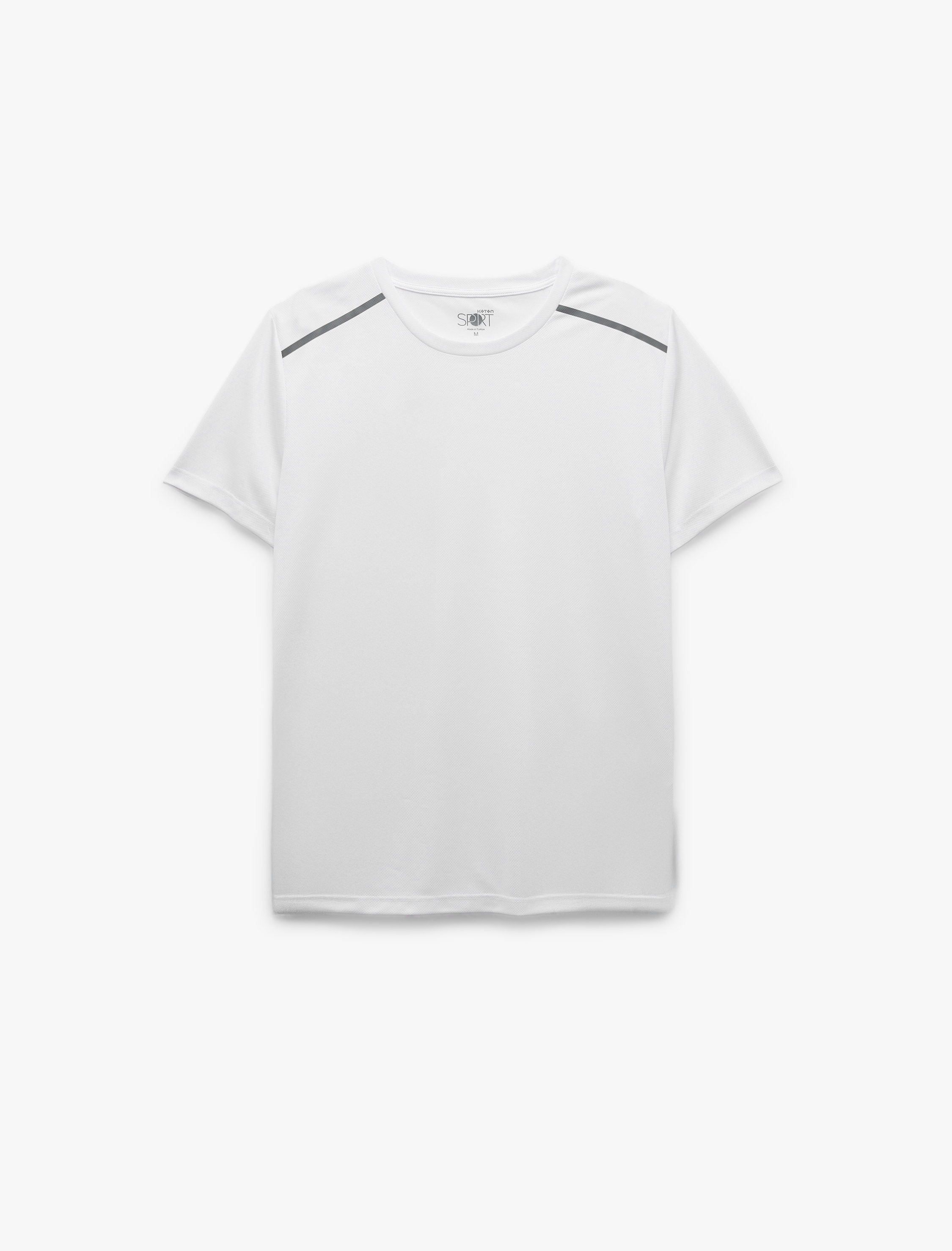   Kısa Kollu Regular Fit Çizgi Detaylı Bisiklet Yaka Spor Tişört