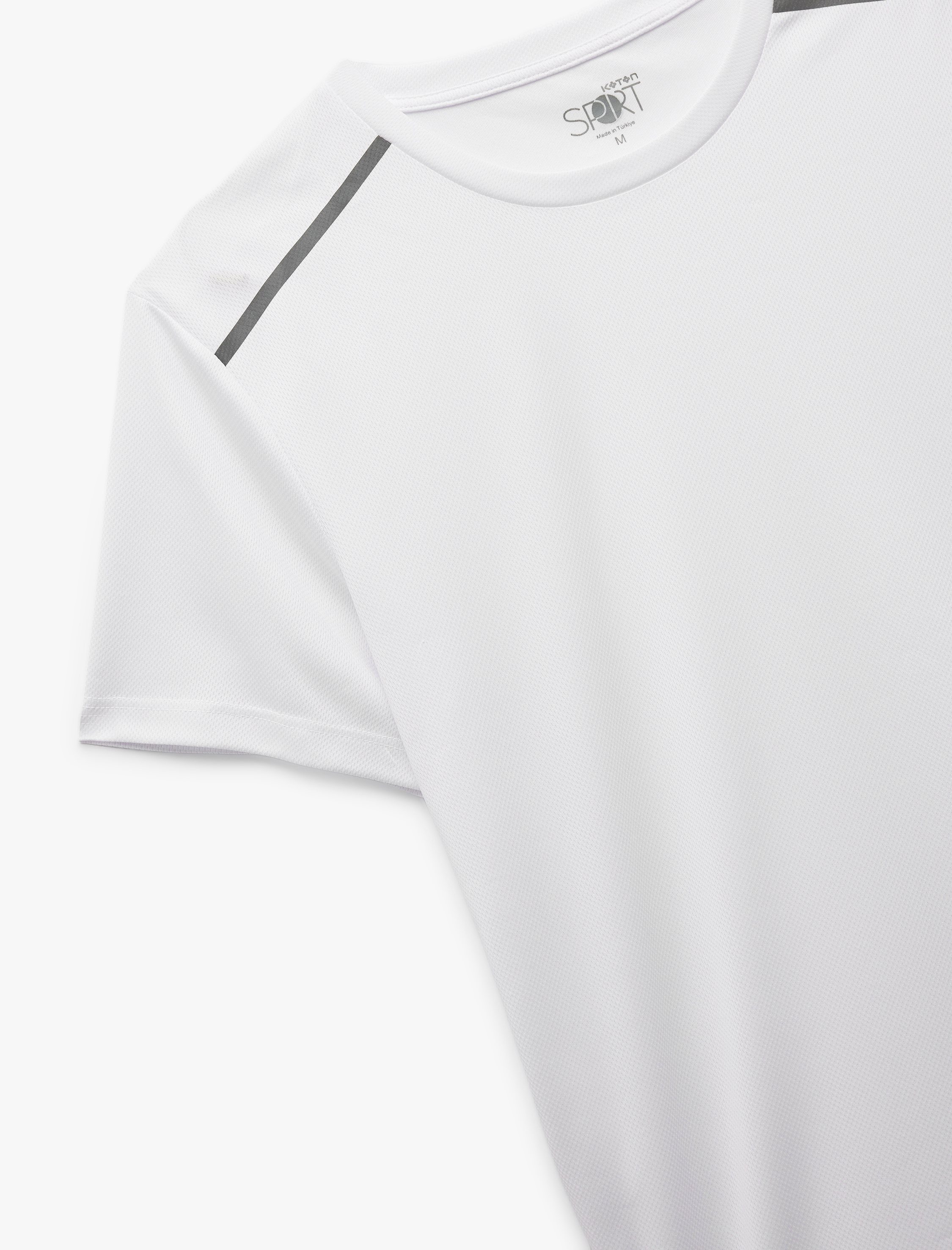   Kısa Kollu Regular Fit Çizgi Detaylı Bisiklet Yaka Spor Tişört