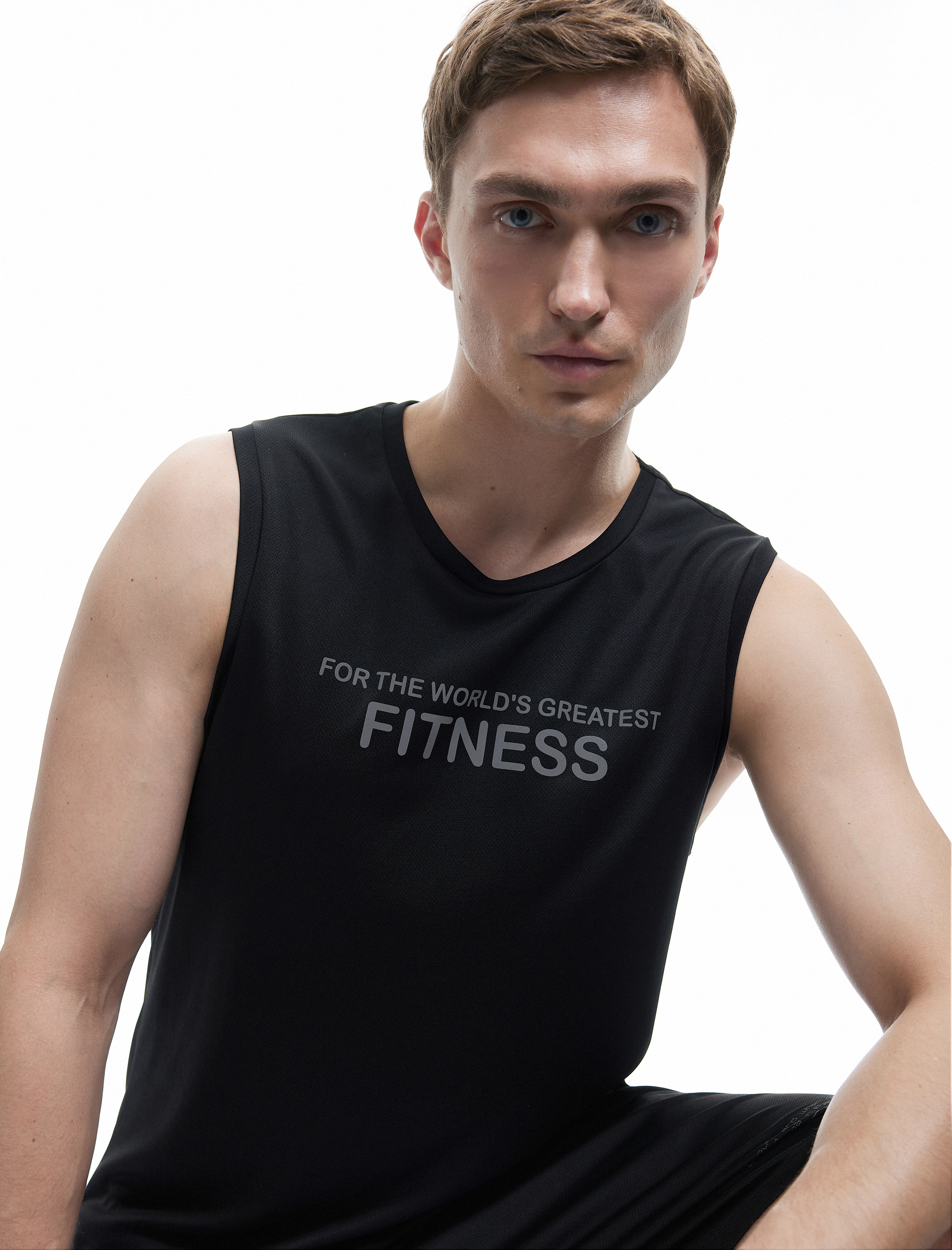   Kolsuz Bisiklet Yaka Baskılı Spor Atleti