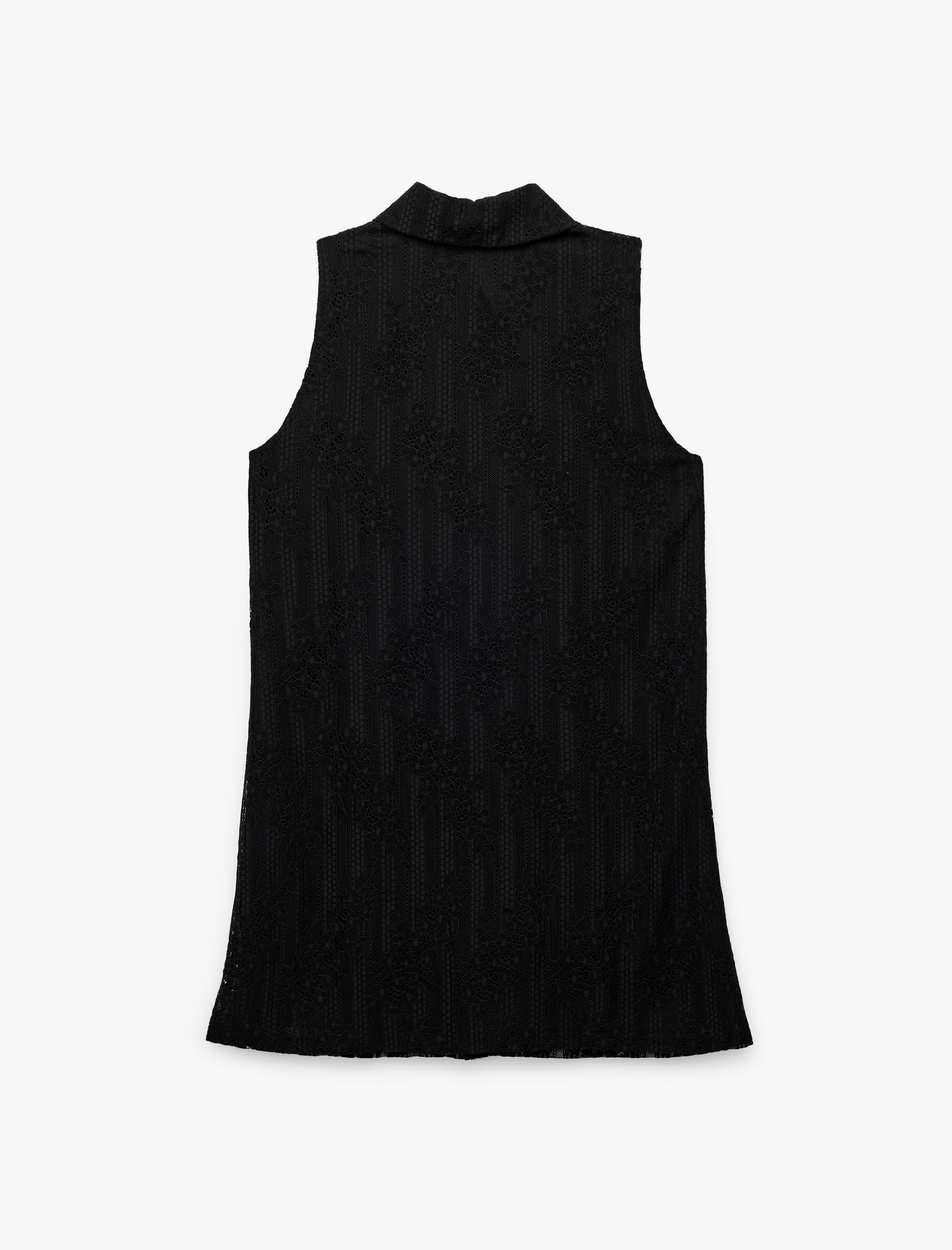   Astarlı Kolsuz Dantel Detaylı Diz Üstü Gömlek Elbise