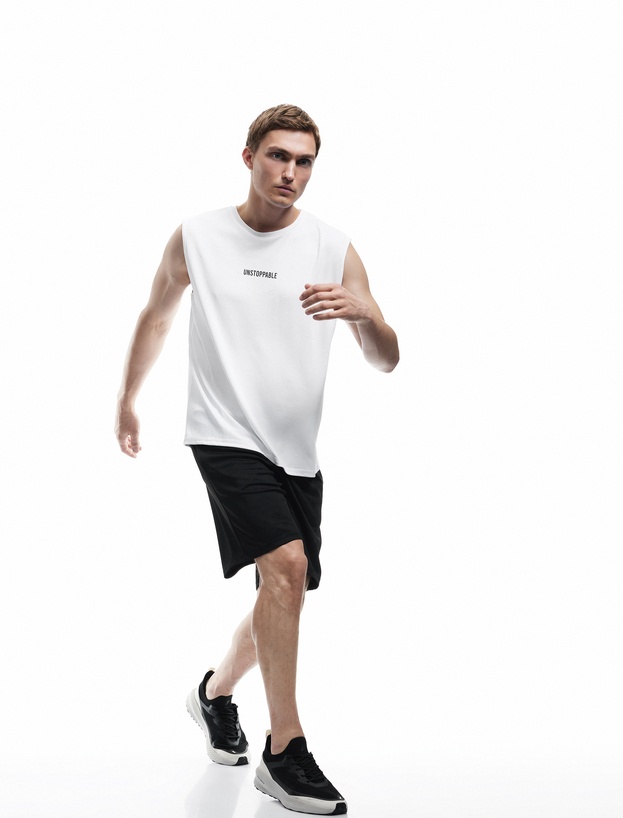 Kolsuz Bisiklet Yaka Oversize Arkası Baskılı Spor Atlet_0