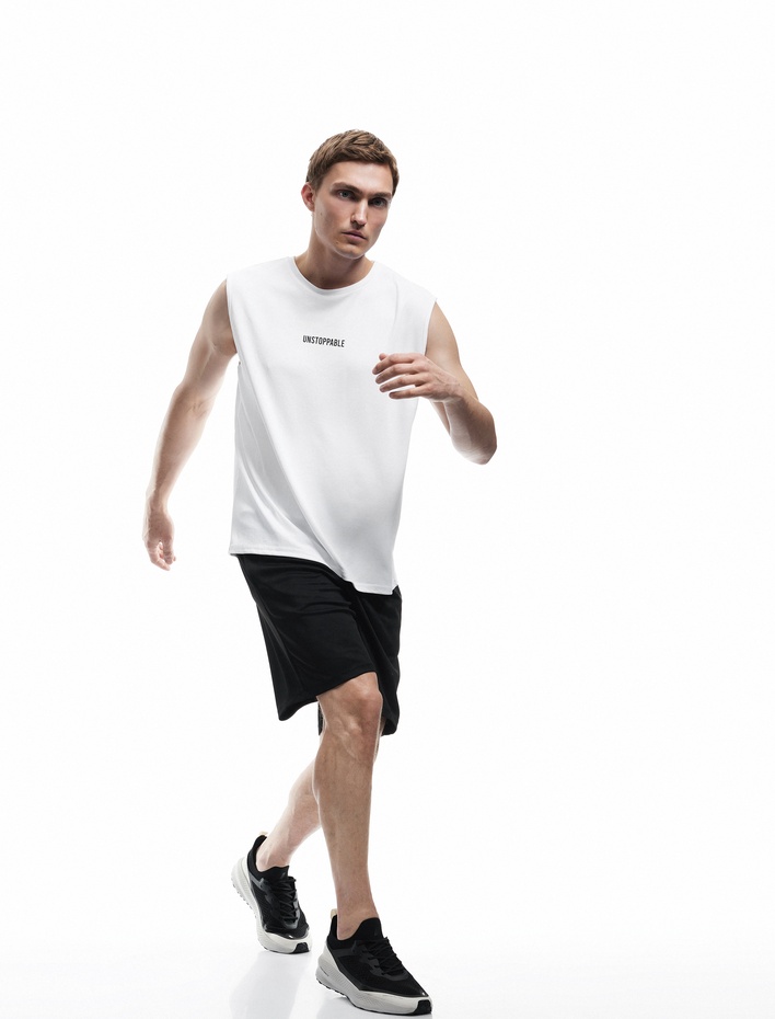  Kolsuz Bisiklet Yaka Oversize Arkası Baskılı Spor Atlet