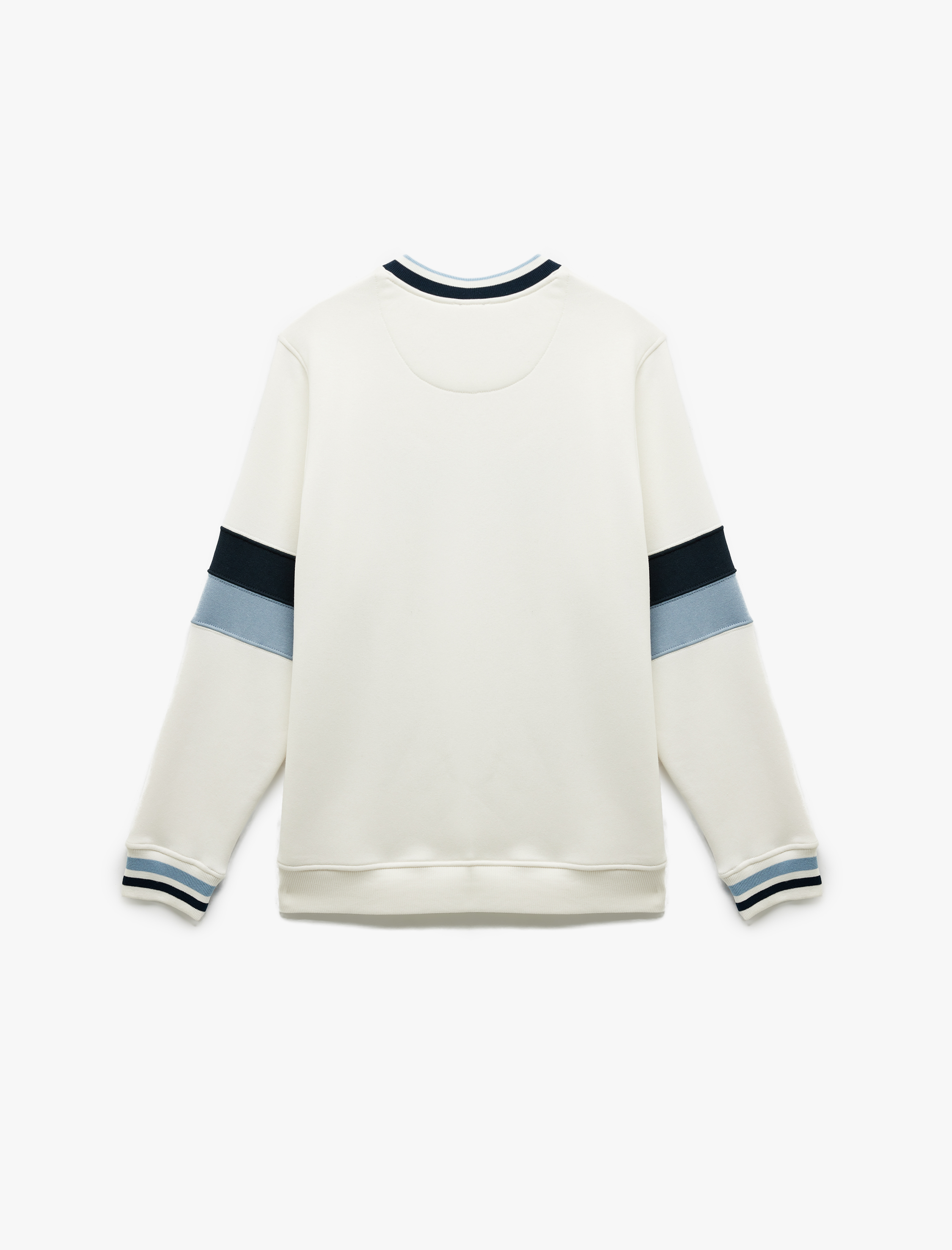   Şardonlu Uzun Kollu Bisiklet Yaka Renk Bloklu Kolej Baskılı Sweatshirt