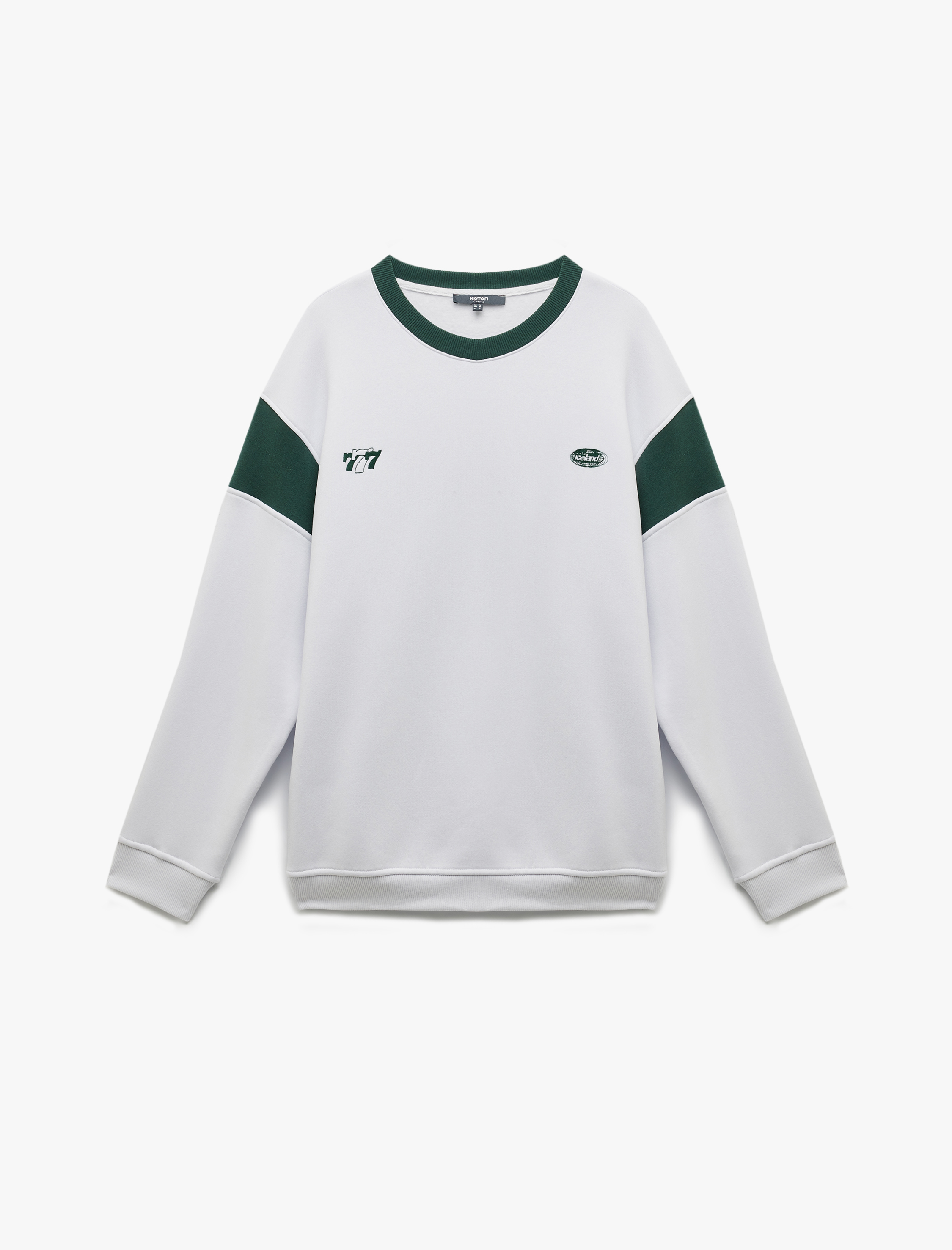   Şardonlu Uzun Kollu Bisiklet Yaka Arkası Baskılı Sweatshirt