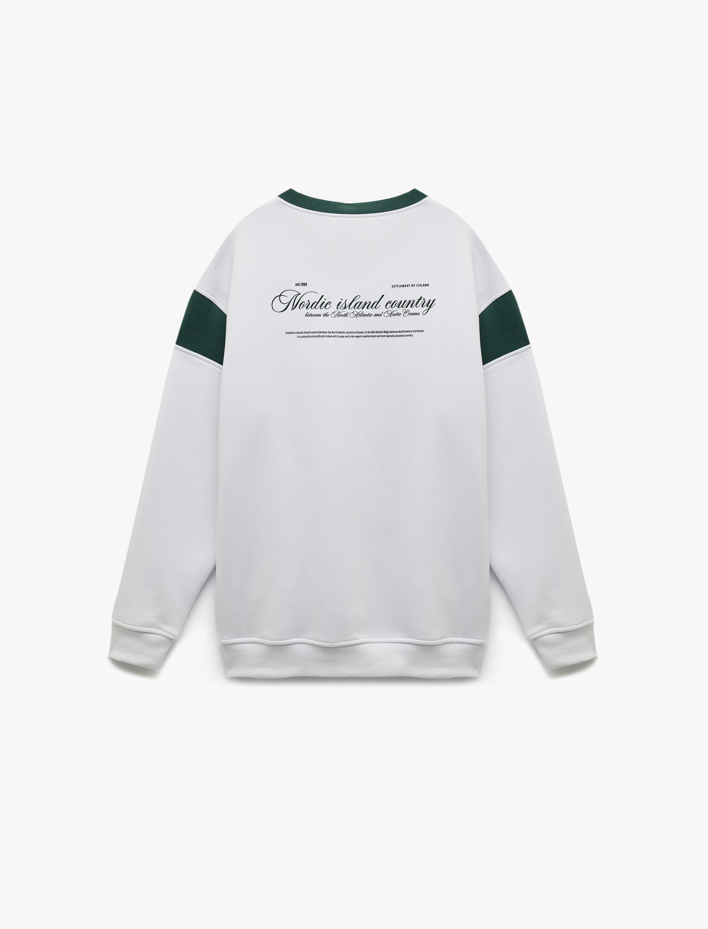   Şardonlu Uzun Kollu Bisiklet Yaka Arkası Baskılı Sweatshirt
