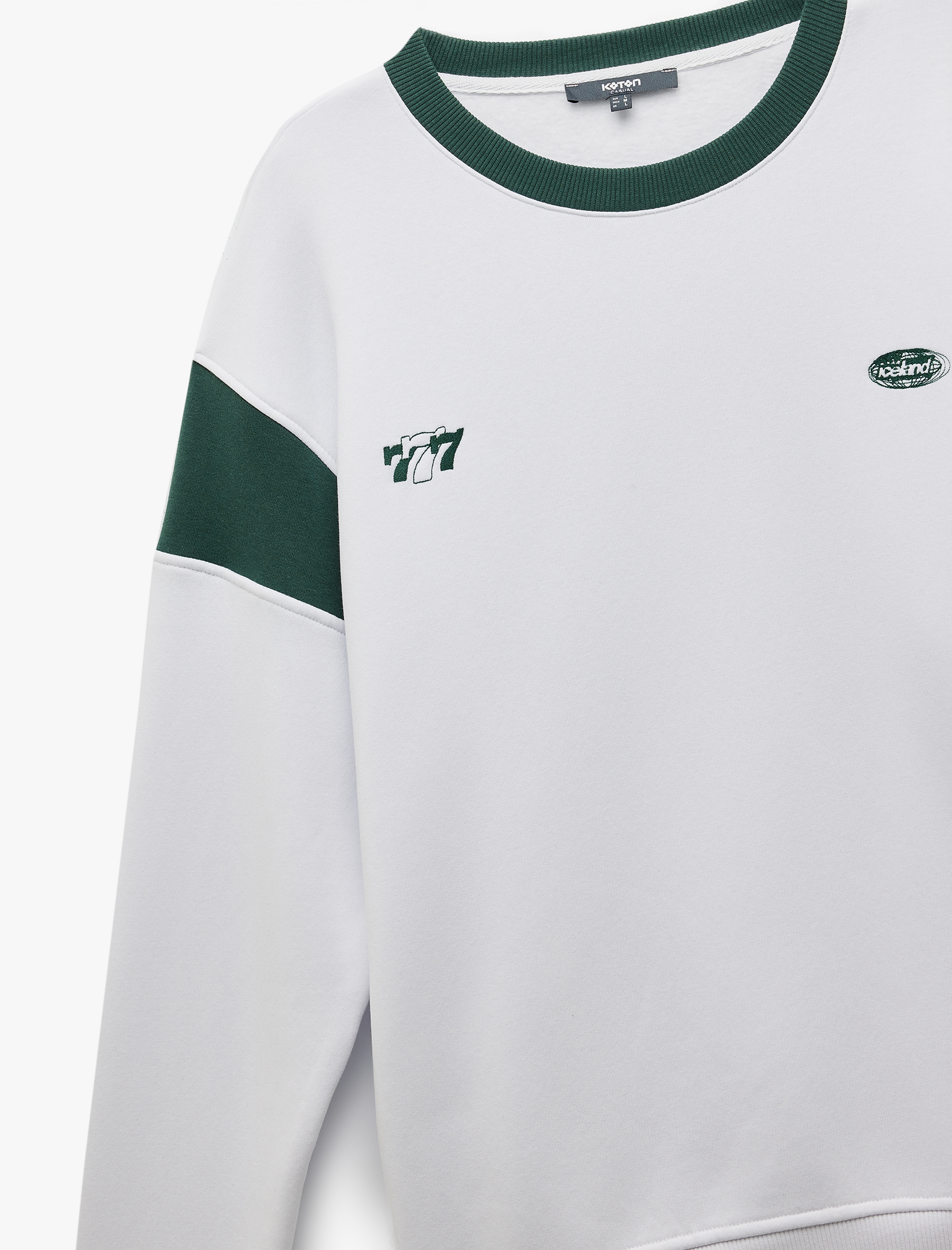   Şardonlu Uzun Kollu Bisiklet Yaka Arkası Baskılı Sweatshirt