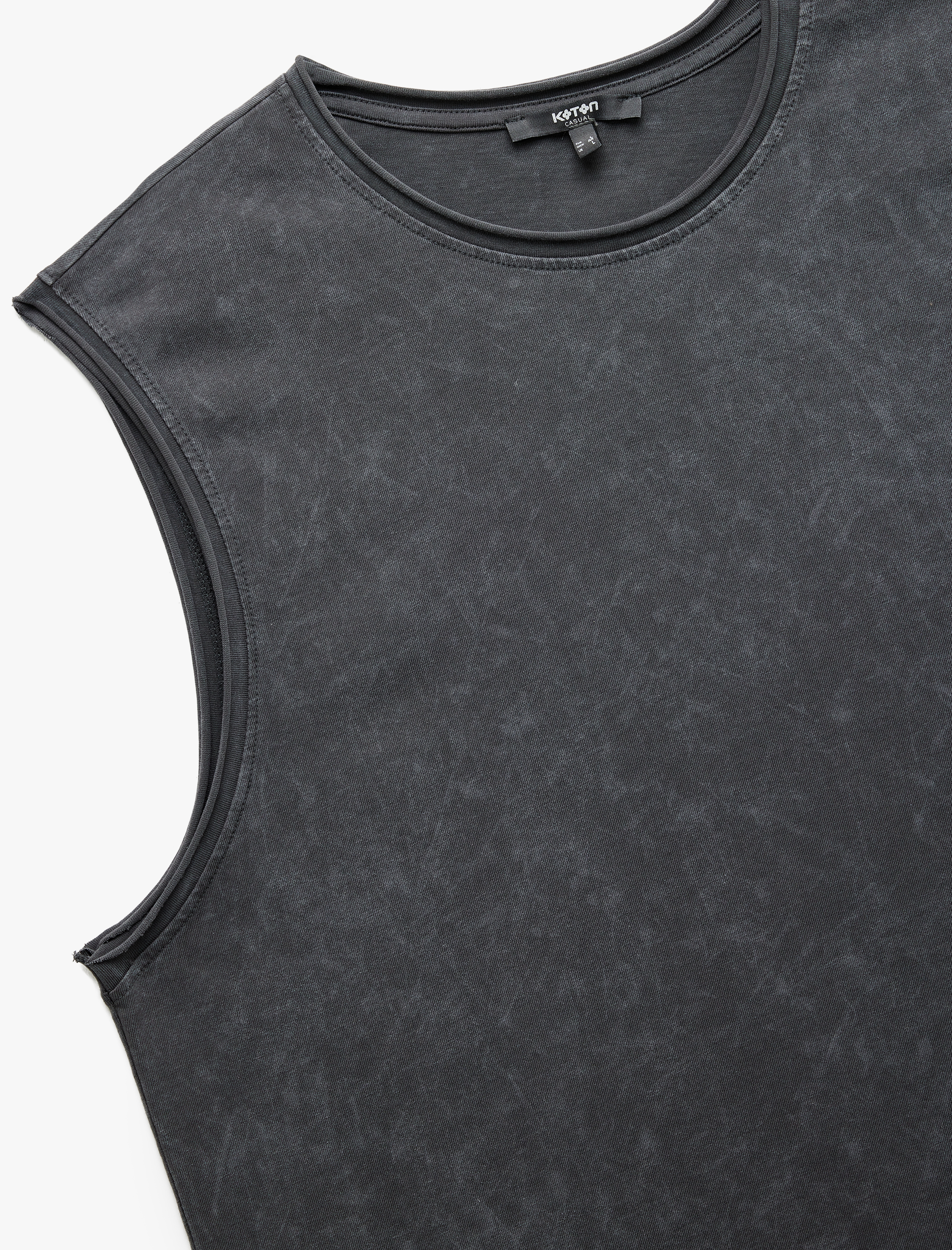   Bisiklet Yaka Yıkamalı Pamuklu Kolsuz Tişört