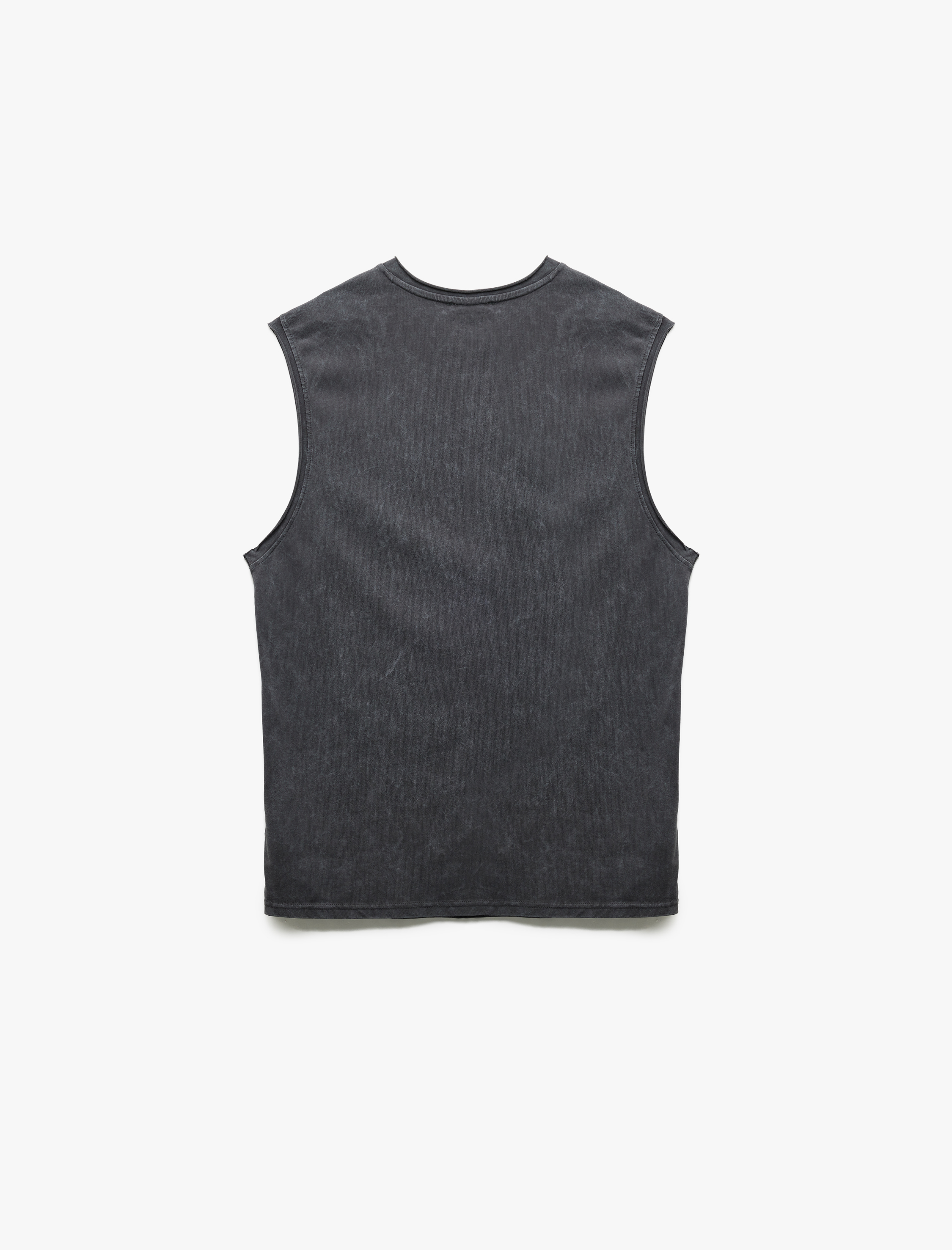   Bisiklet Yaka Yıkamalı Pamuklu Kolsuz Tişört