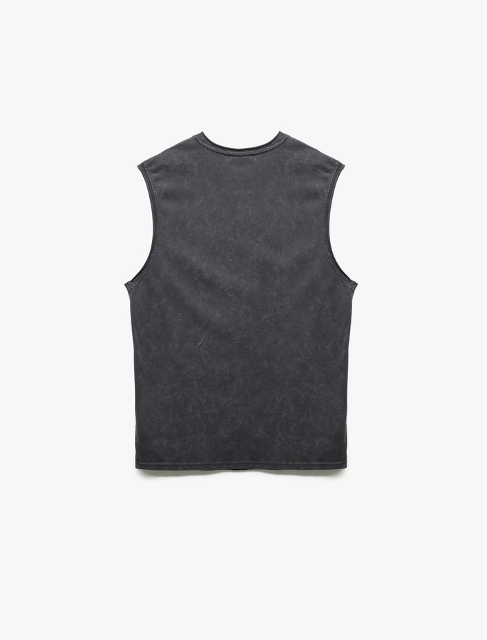  Bisiklet Yaka Yıkamalı Pamuklu Kolsuz Tişört