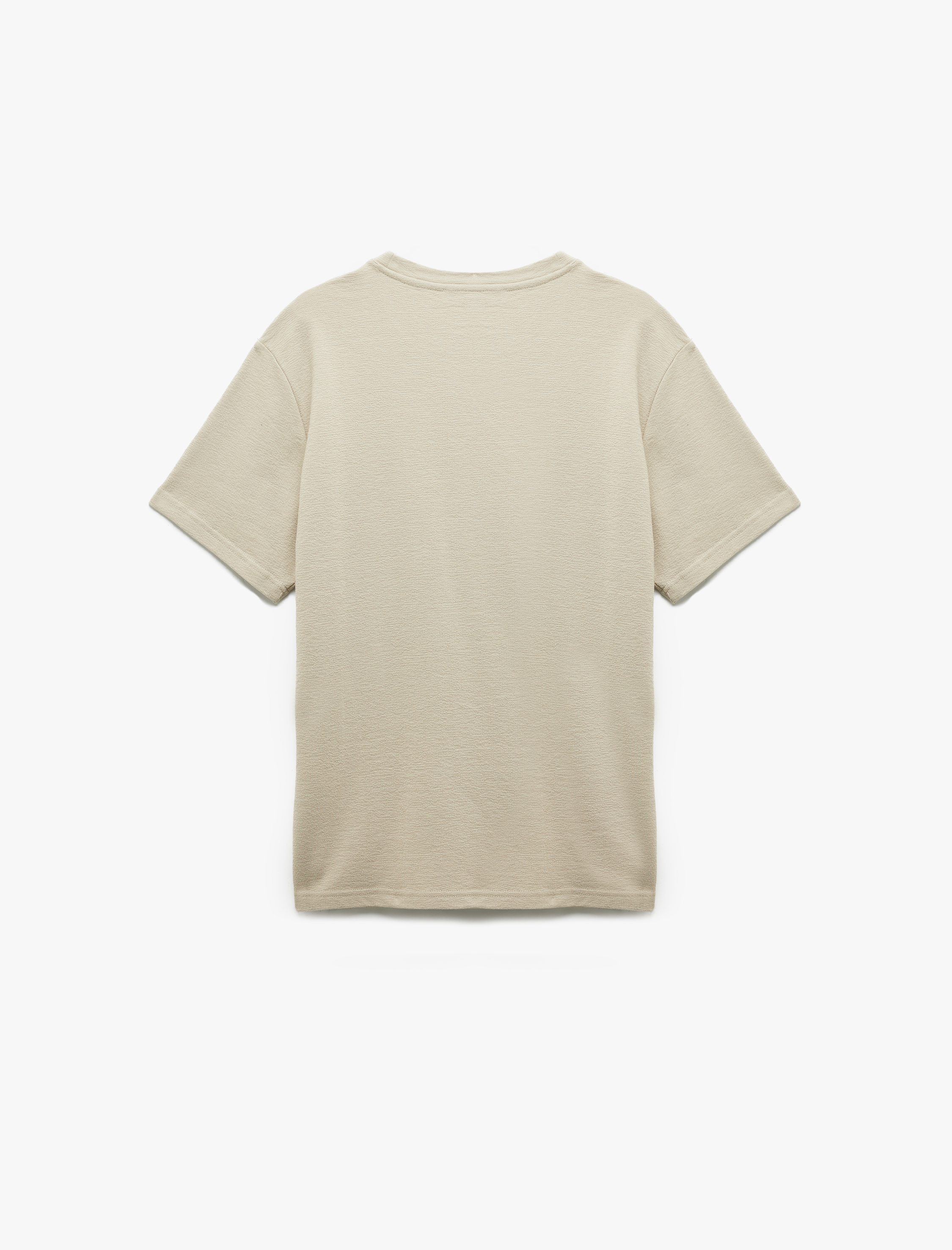   Kısa Kollu Regular Fit Pamuklu Bisiklet Yaka İşlemeli Tişört