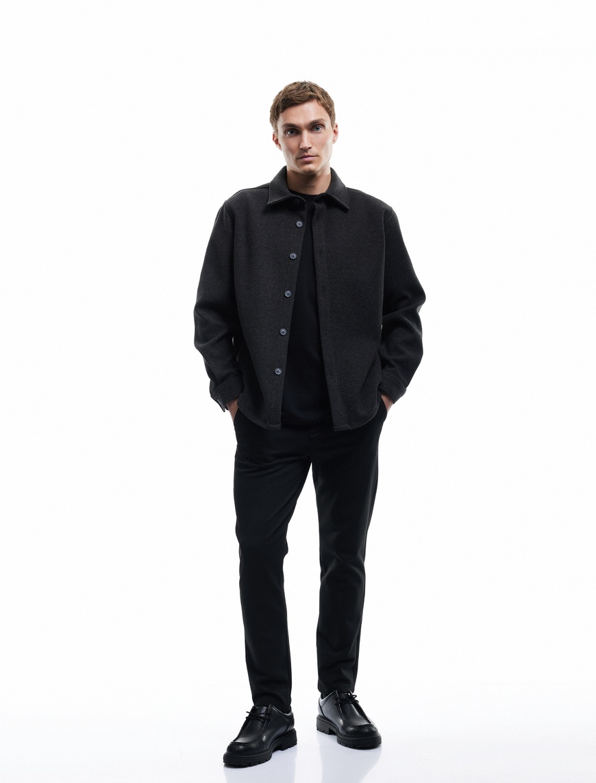   Cep Detaylı Düğmeli Slim Fit Kumaş Pantolon