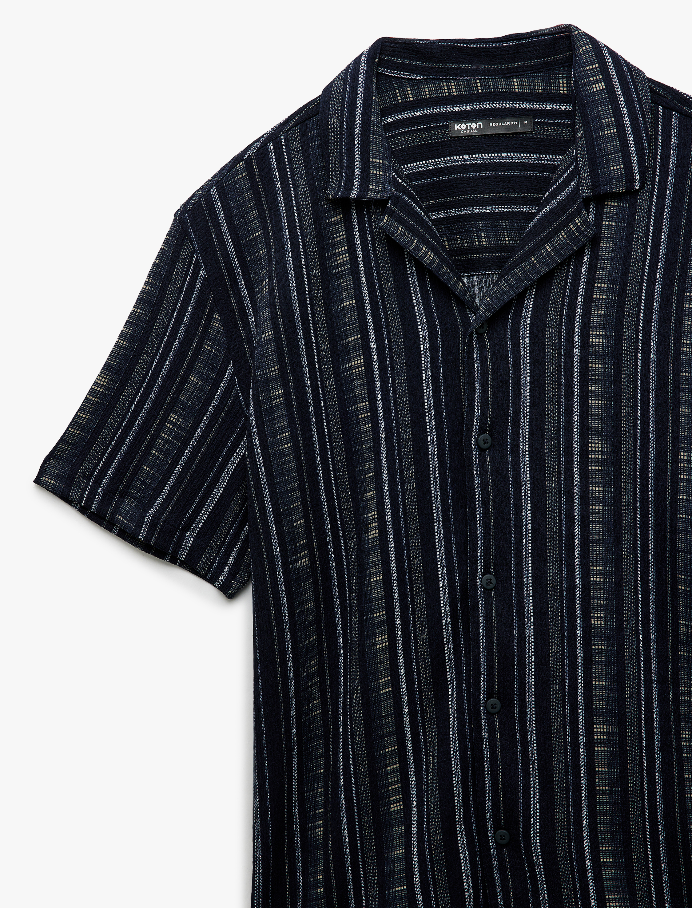   Devrik Yaka Bürümcük Regular Fit Kısa Kollu Gömlek