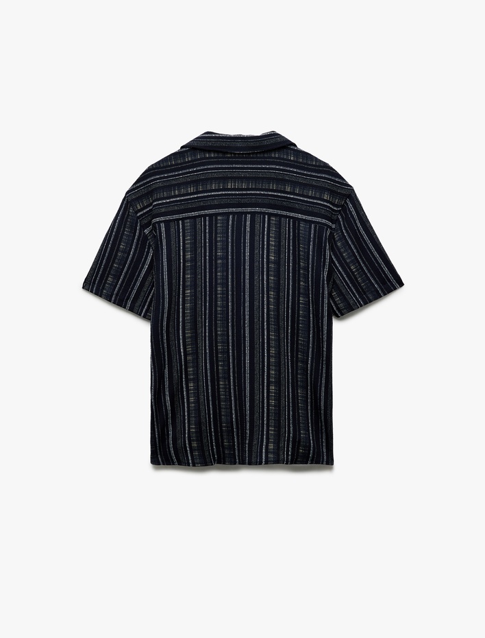  Devrik Yaka Bürümcük Regular Fit Kısa Kollu Gömlek