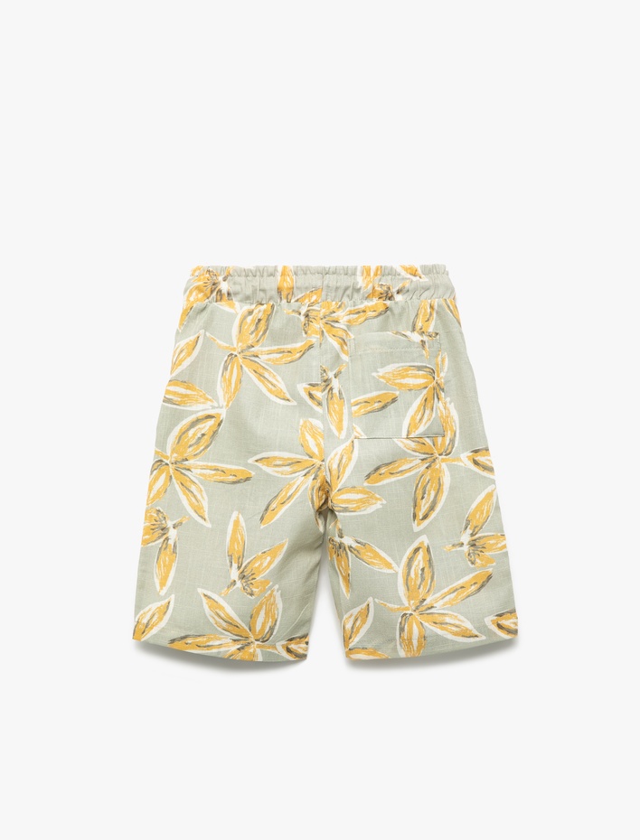 Erkek Çocuk Desenli Beli Lastikli Pamuklu Şort