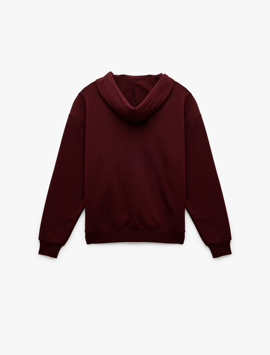  Şardonlu Kanguru Cep Detaylı Kapüşonlu Fermuarlı Oversize Sweatshirt