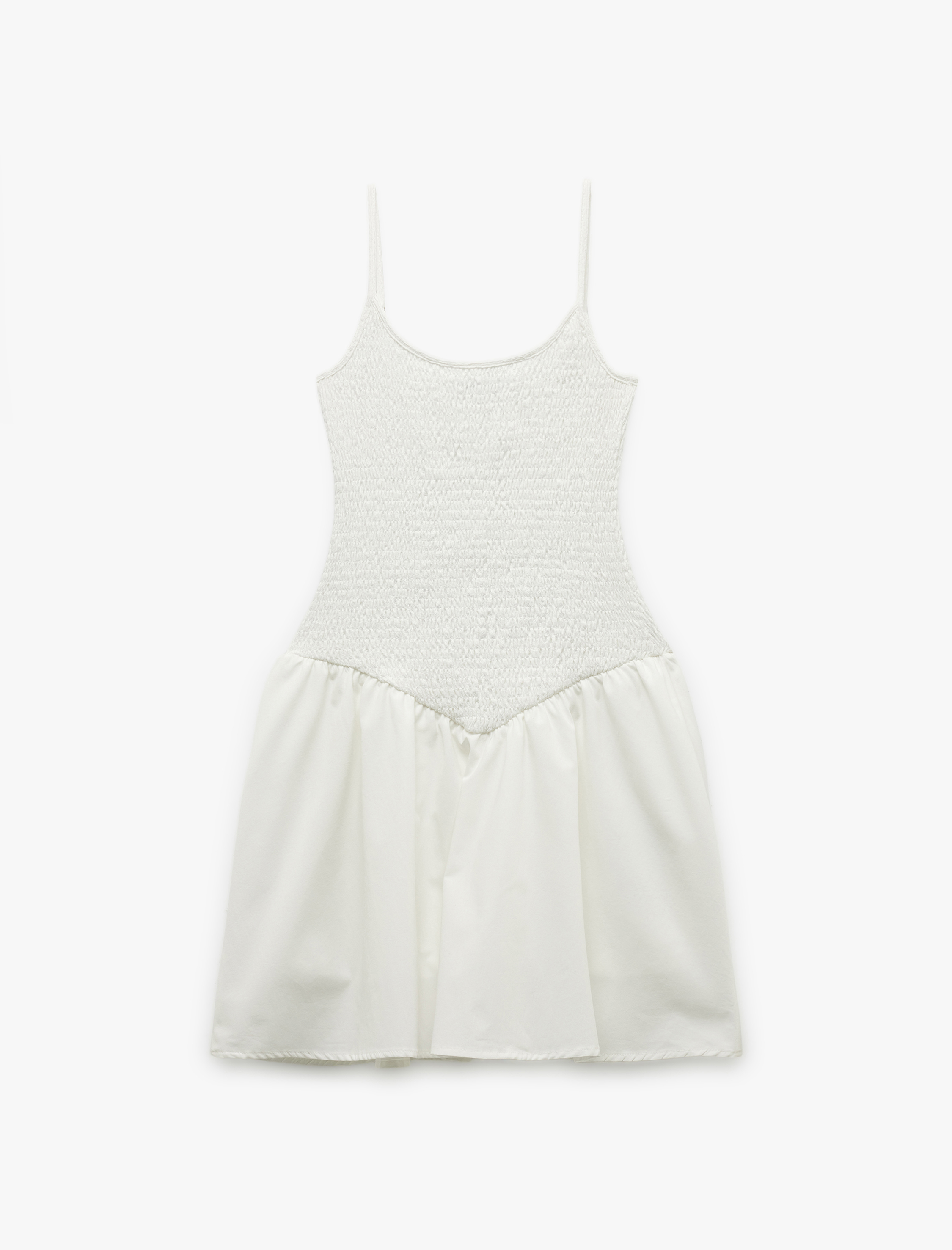 Bürümcük Kolsuz U Yaka Rahat Kalıp İp Askılı Astarlı Mini Elbise