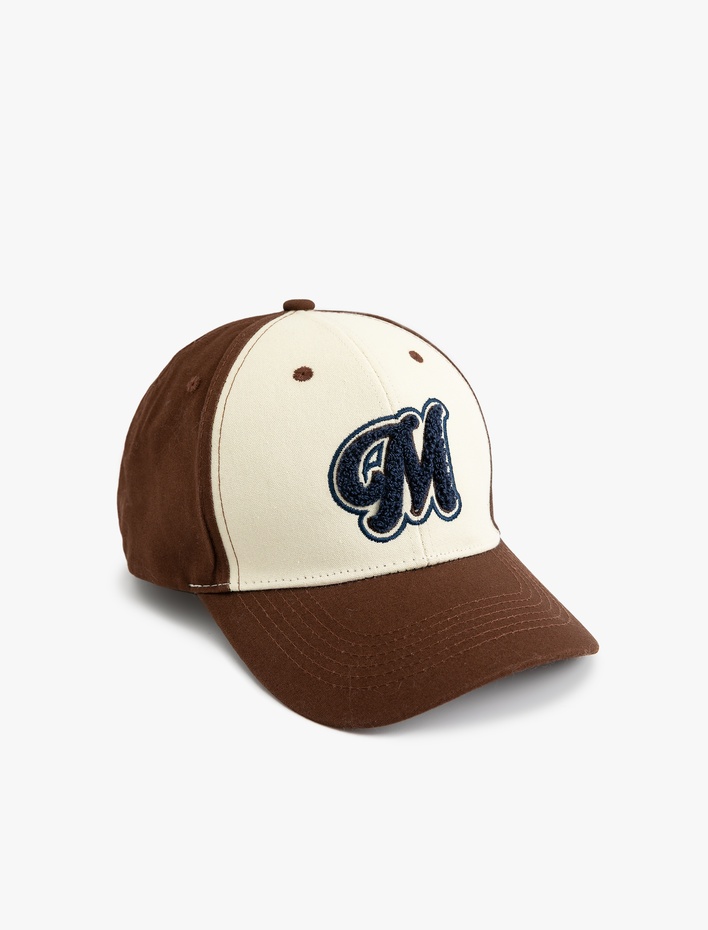 Erkek Pamuklu Kumaş Detaylı Renk Kontrastlı Kep Şapka