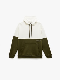 Kapşonlu Renk Bloklu Pamuklu Şardonlu Oversize Kanguru Cepli Sweatshirt