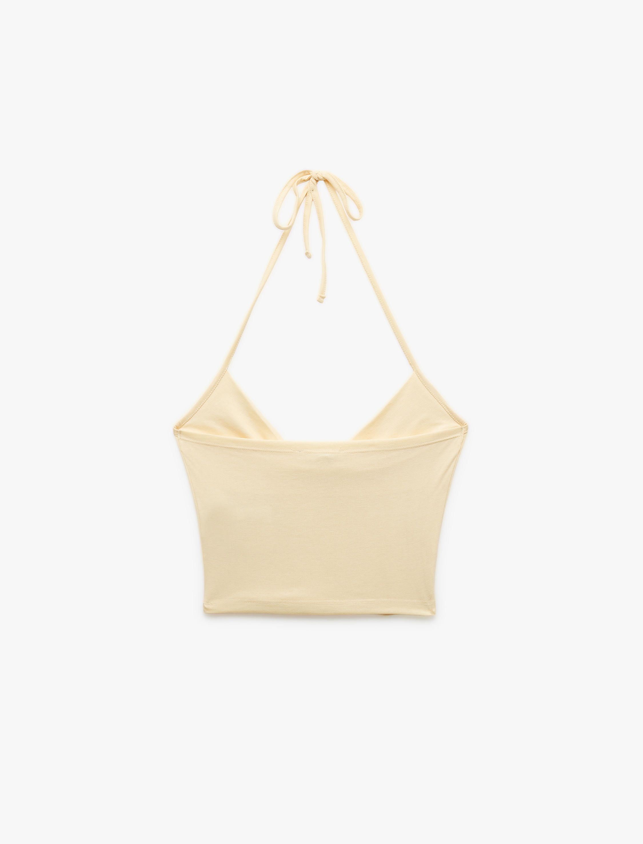   Slim Fit Boyundan Bağlamalı Crop Degaje Yaka Bluz