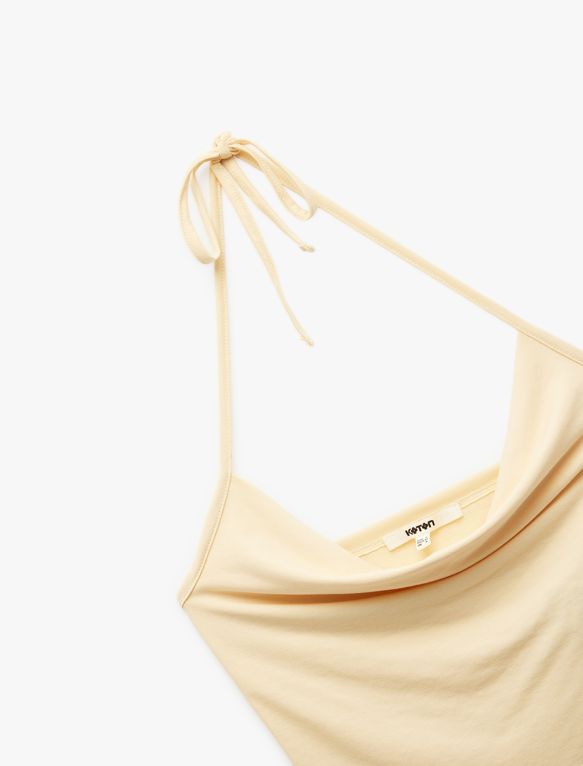   Slim Fit Boyundan Bağlamalı Crop Degaje Yaka Bluz