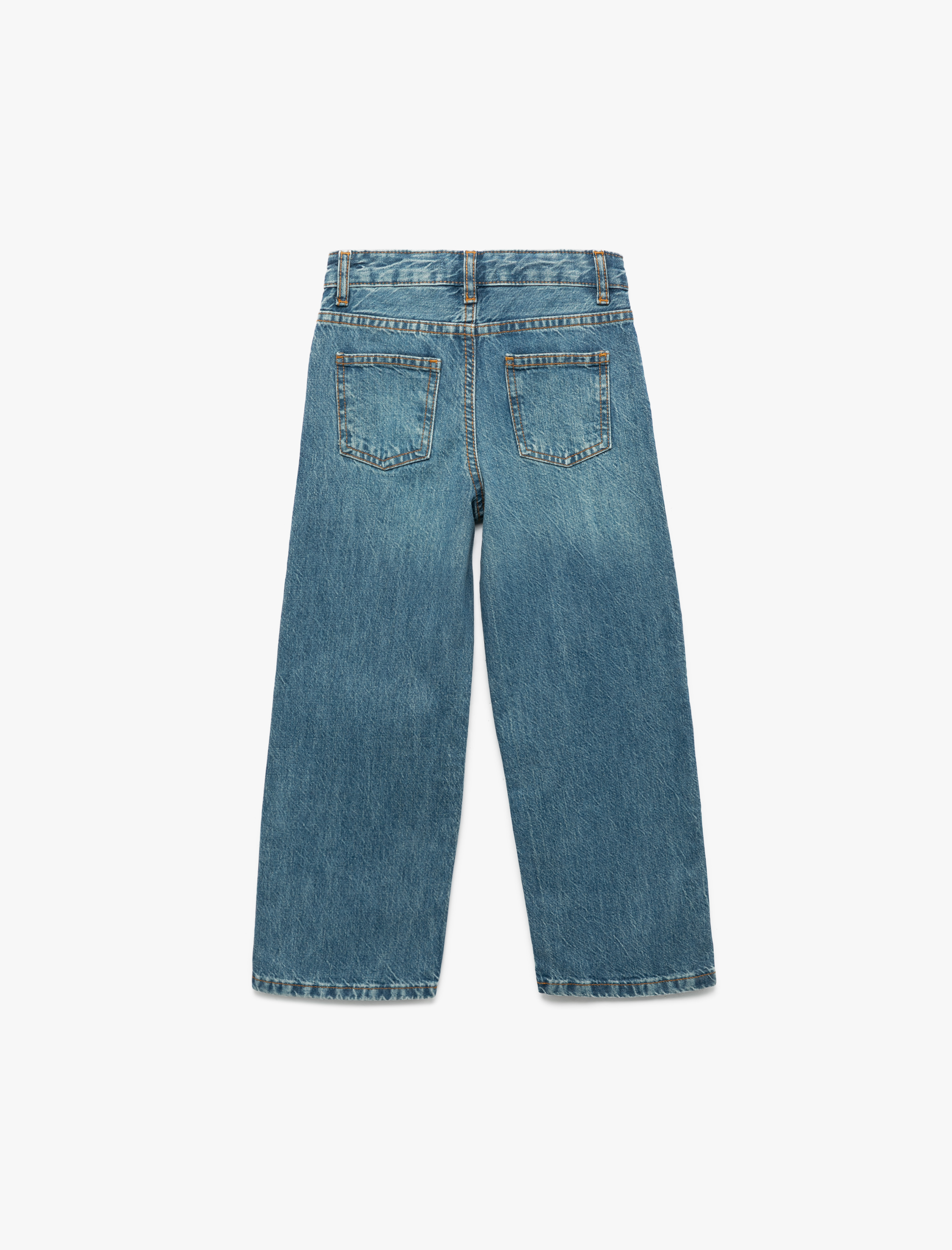  Kız Çocuk Pamuklu Cepli Straight Fit Denim Pantolon